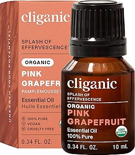 Cliganic Organic Pink Grapefruit Essential Oil, 100% Pure Natural, for Aromatherapy | Non-GMO Verified