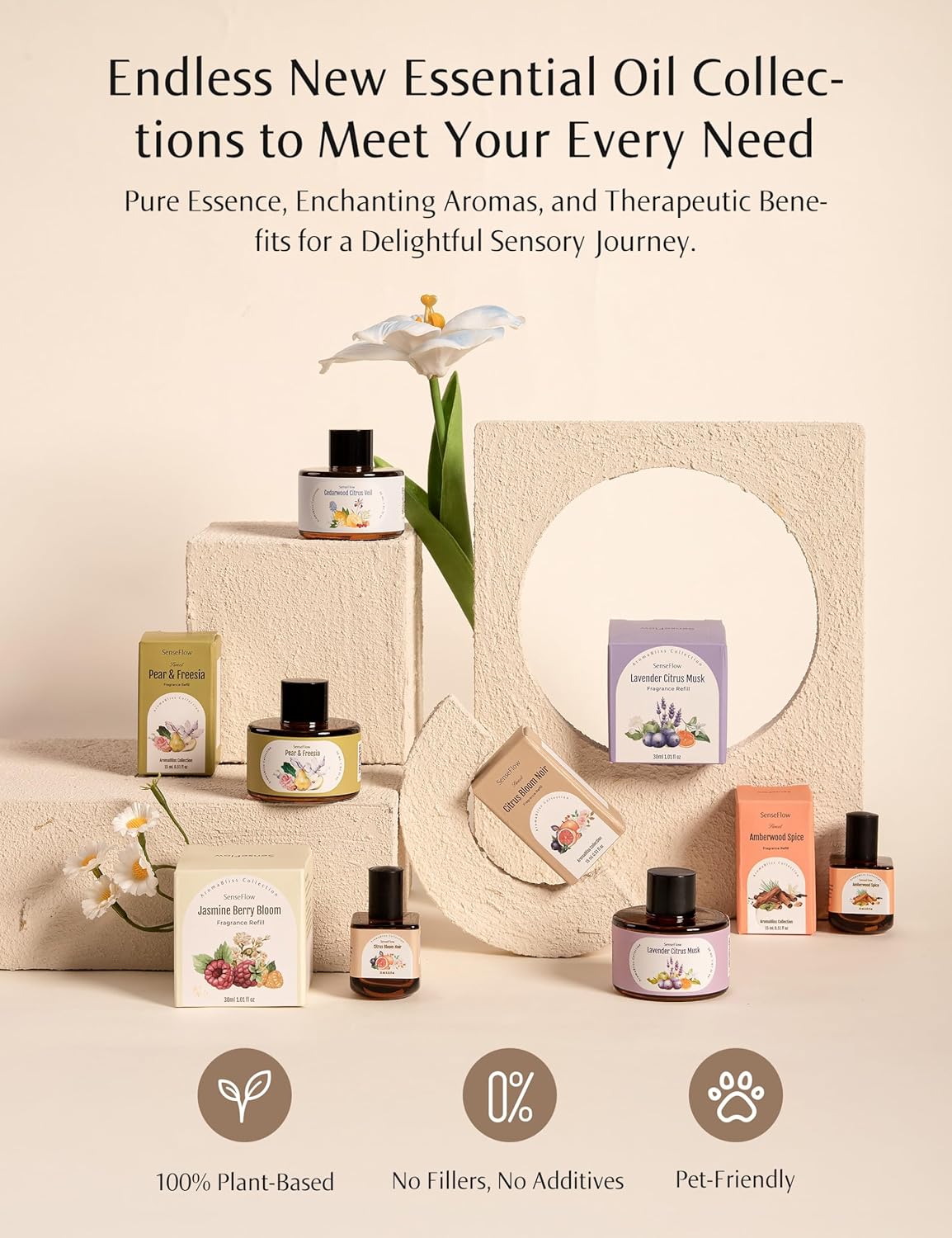 Essential Oil Diffuser for Home, Waterless Aromatherapy Diffuser SF101 Pro, Plug in Room Scent with 120-Day Natural Aroma, Covers 1000 Sq Ft – Free 30ml Cedarwood Citrus Veil