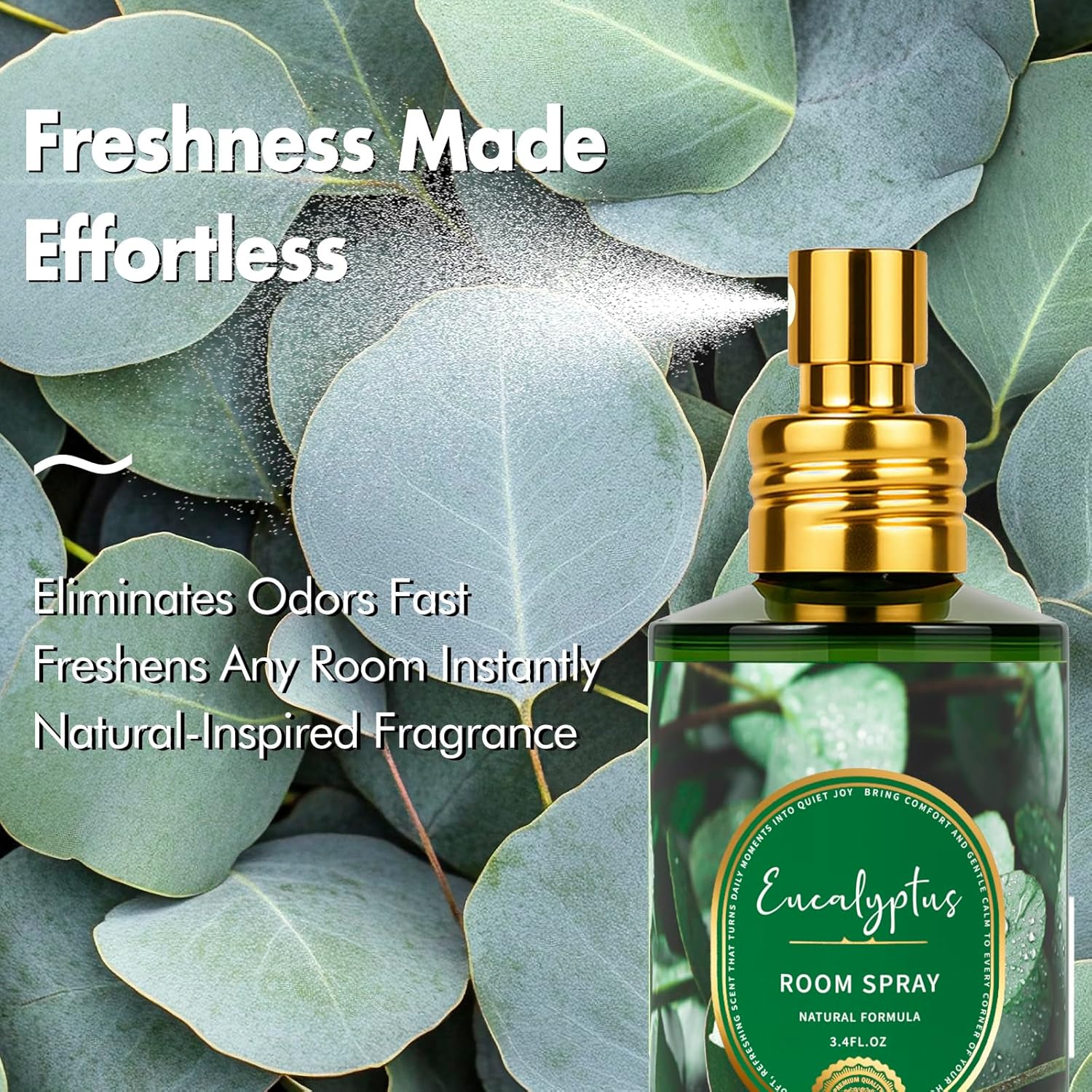 Eucalyptus Room Spray 2 Pack, 3.4oz/100ml Each – Long-Lasting Air Freshener & Odor Eliminator for Home, Bathroom, Bedroom & Office, Concentrated Room Spray
