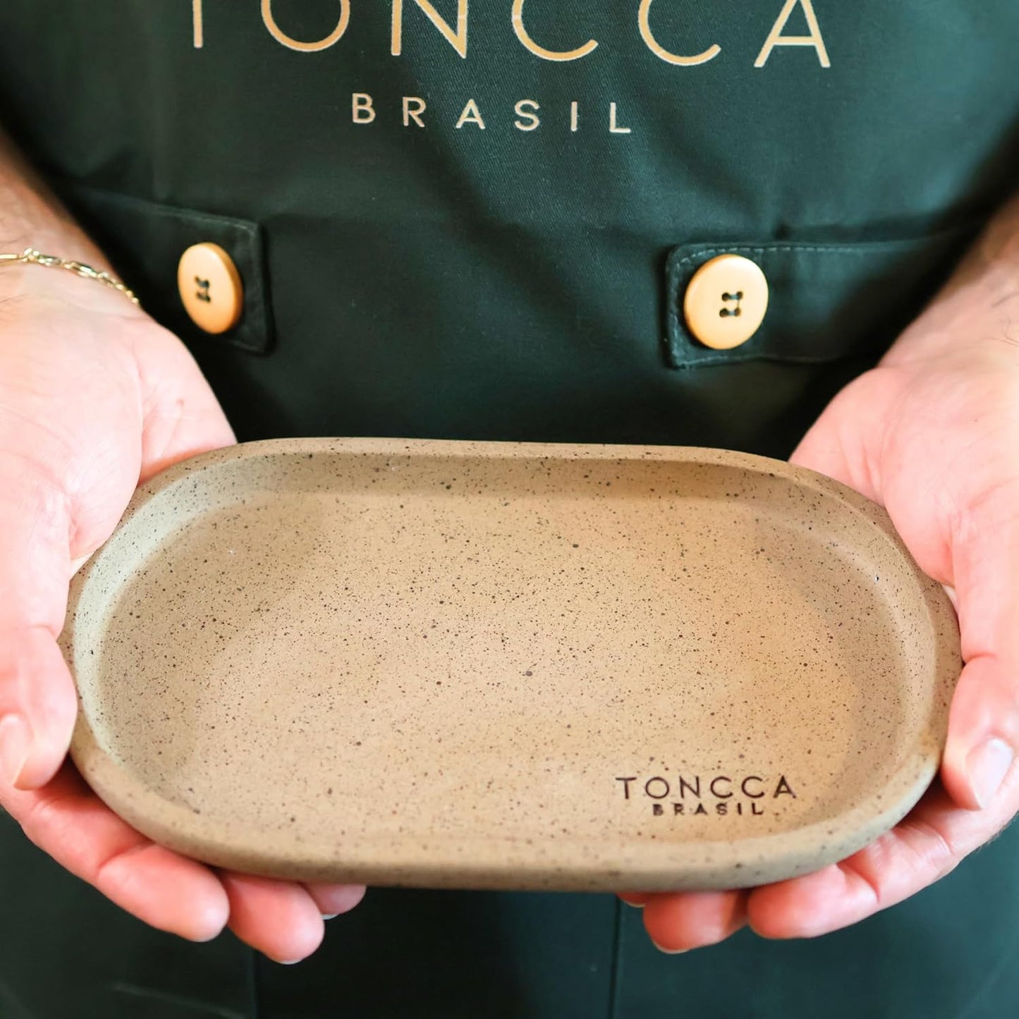 Ceramic Oval Tray by TONCCA – Small Decorative Tray for Candles & Table Decor | Handmade in Brazil | Natural Mineral Clay | Sertão Edition