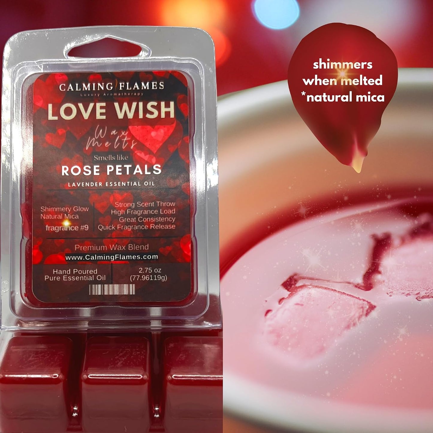 Rose Lavender Wax Melts (2 Pack) | Strong Floral Scent | Long Lasting | Romantic Home Fragrance | Handmade USA