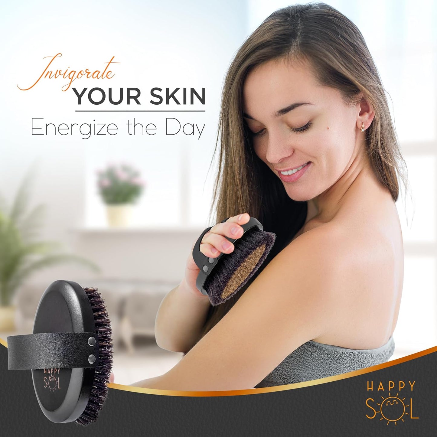 Copper Dry Brushing Body Brush for Lymphatic Drainage - Ion Charged Copper Bristles for Glowing Skin, Improve Blood Circulation and Reduce Stress