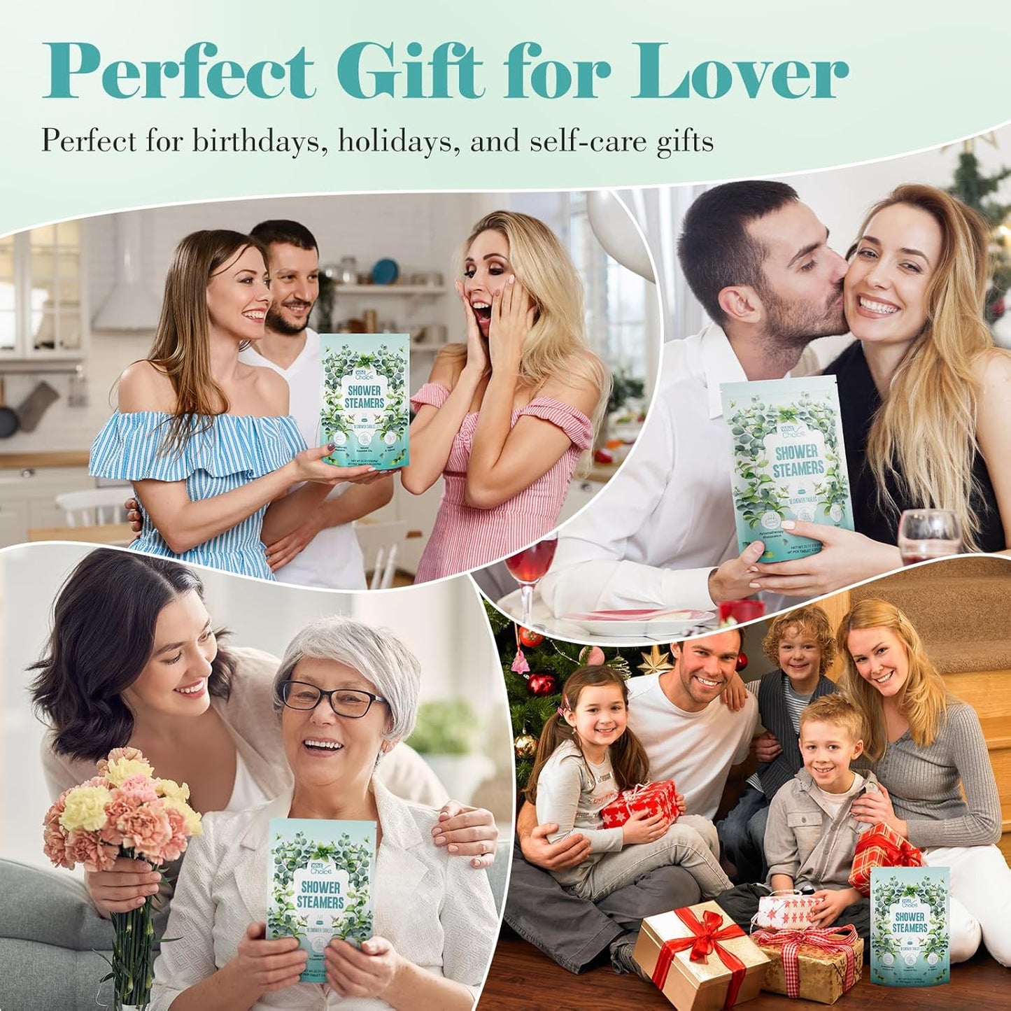 W&E Choice Shower Steamers Aromatherapy 18 Counts, Christmas Gifts for Women, Shower Bombs Individual Package, Eucalyptus Mint Essential Oils for Daily Relaxation & Stress Relief, Gift for Wife, Mom