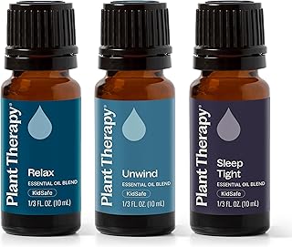 Plant Therapy Sleep Easy Essential Oil Blend Set 10 mL (1/3 oz) Each of Relax, Sleep Tight & Unwind, Pure, Undiluted, Essential Oil Blends