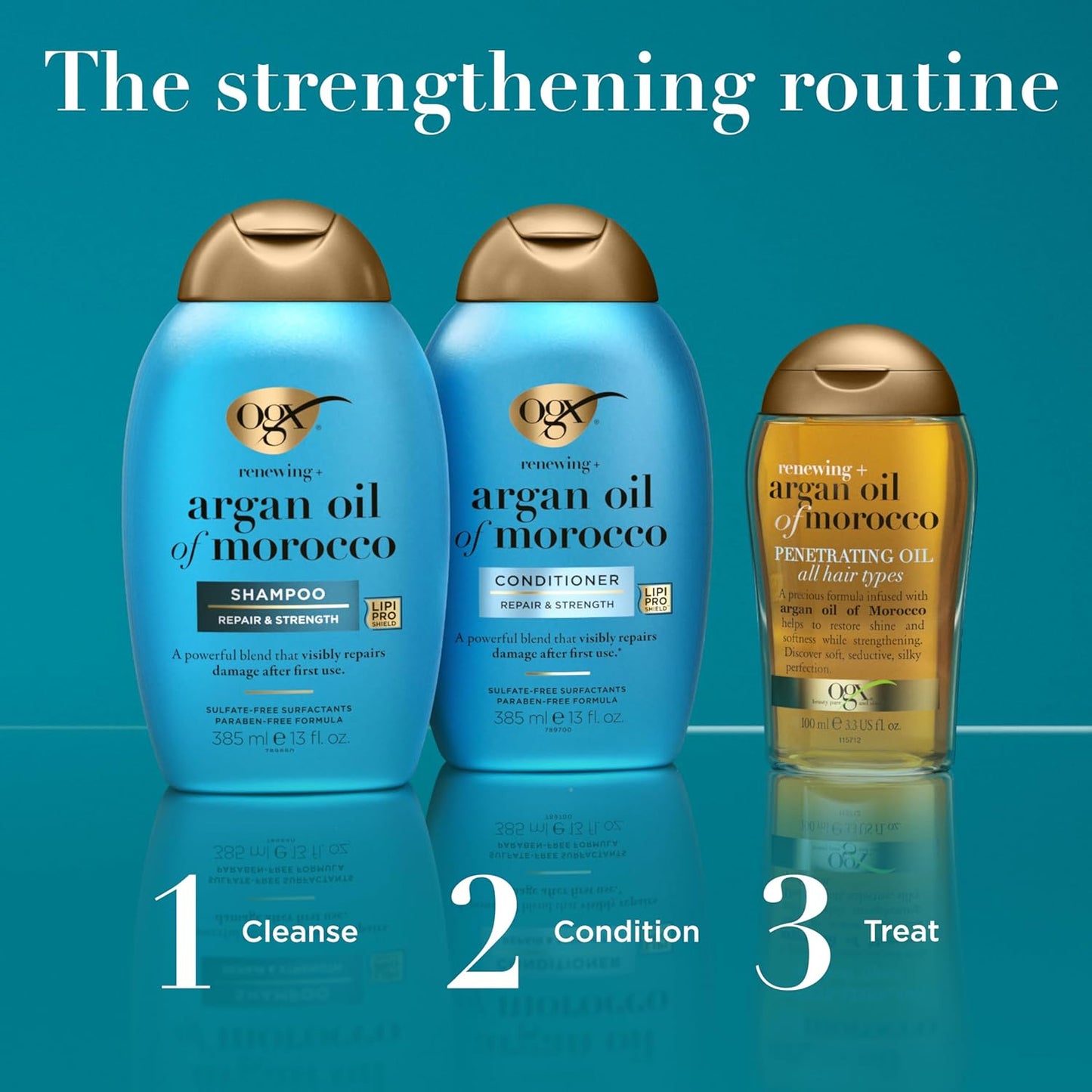 OGX Renewing + Argan Oil of Morocco Conditioner, Repair Conditioner & Argan Oil Helps Strengthen & Repair Dry, Damaged Hair, Paraben-Free, Sulfate-Free Surfactants, 25.4 fl. oz