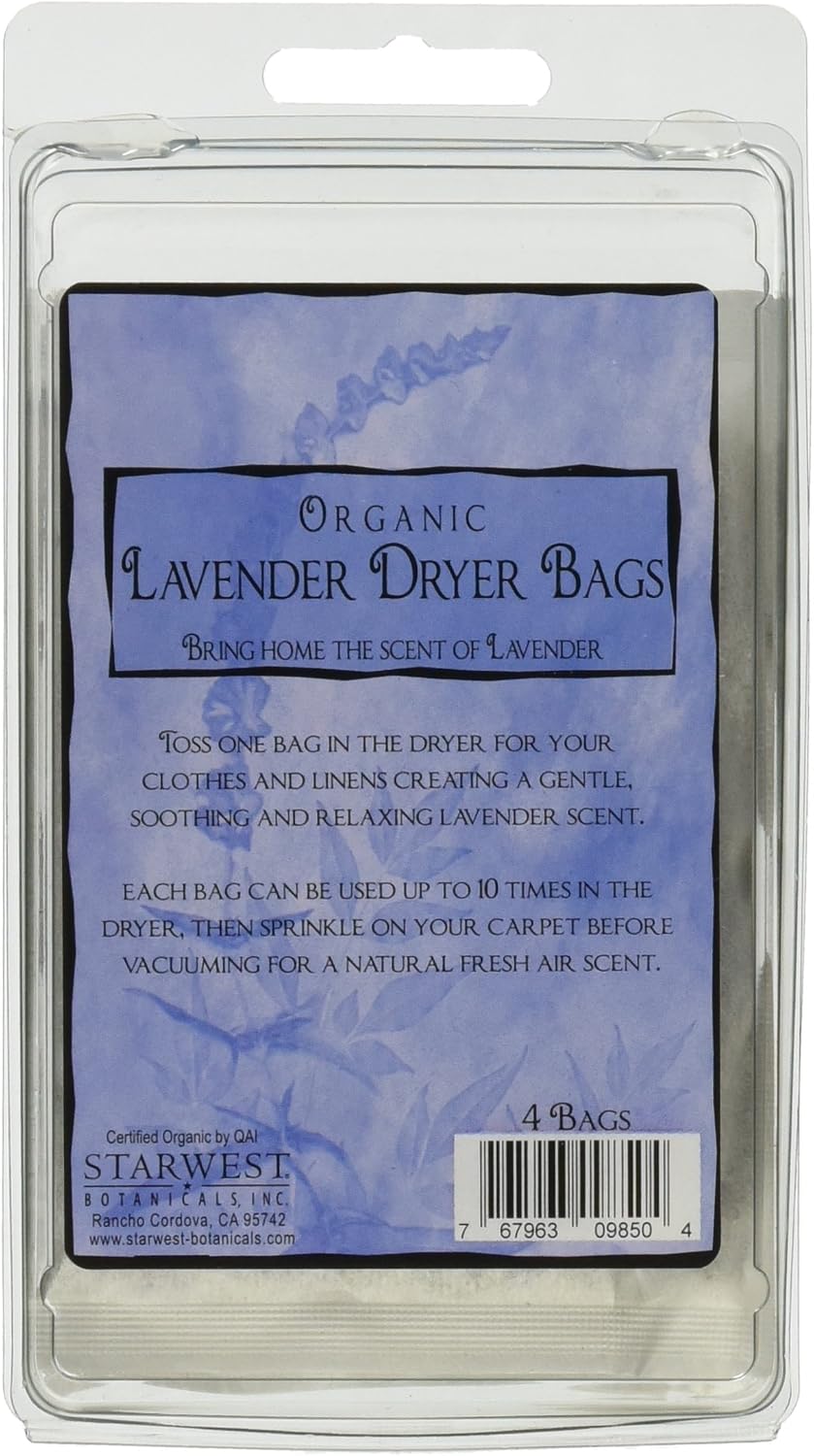 Starwest Botanicals Organic Lavender Dryer Bags, 4 Count