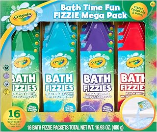 Crayola Bath Fizzies 16-Piece Deluxe Pack, Scented Water Coloring Dust Packets for Kids and Tweens, Non-Toxic and Stain Free Bath Toys