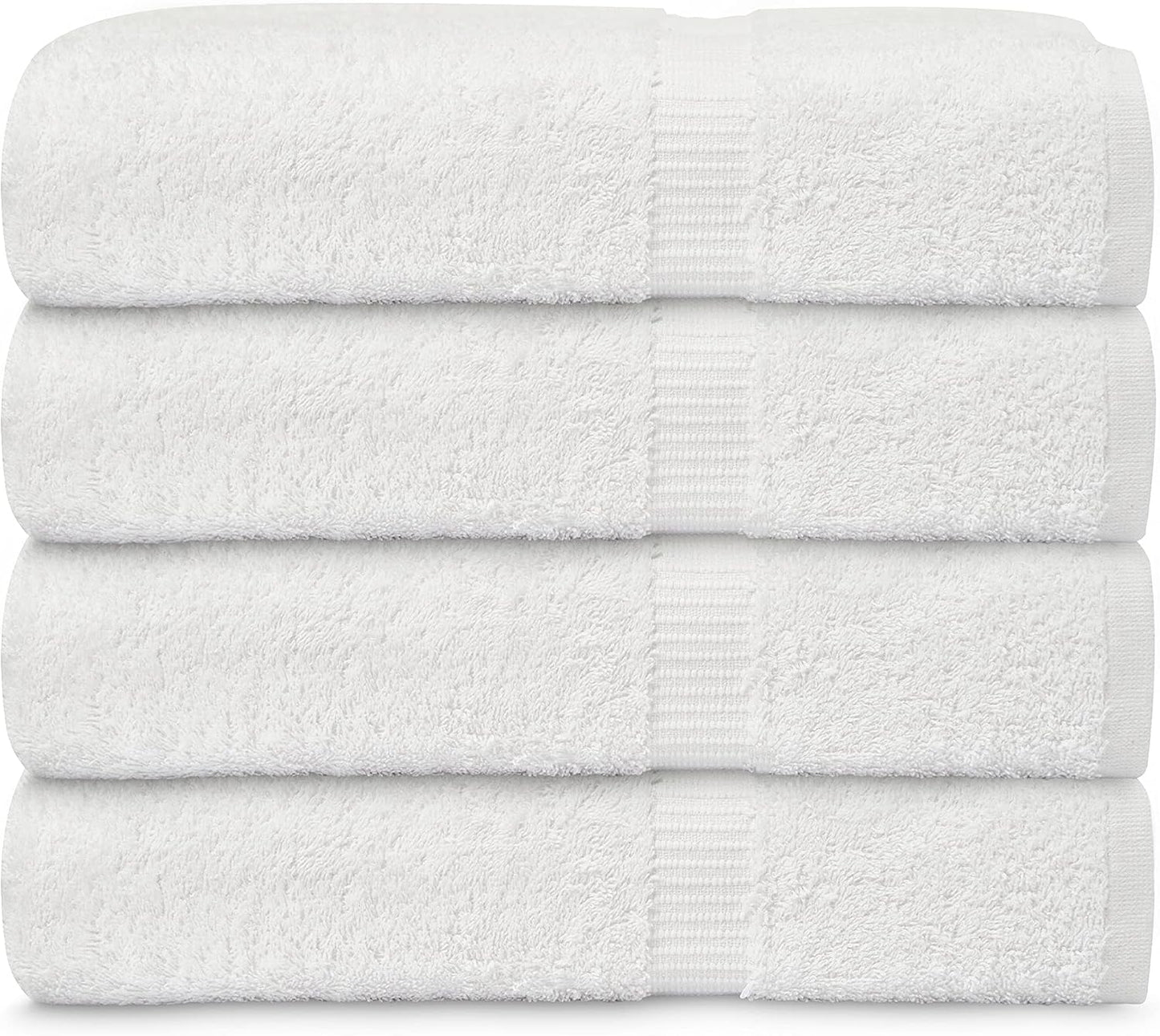 GOLD TEXTILES Premium Bath Towel Set (Pack of 24,27 x 54) 100% Ring-Spun Cotton Towels for Hotel, Spa, Soft and Absorbent (27 x 54, White - 24 Pcs)