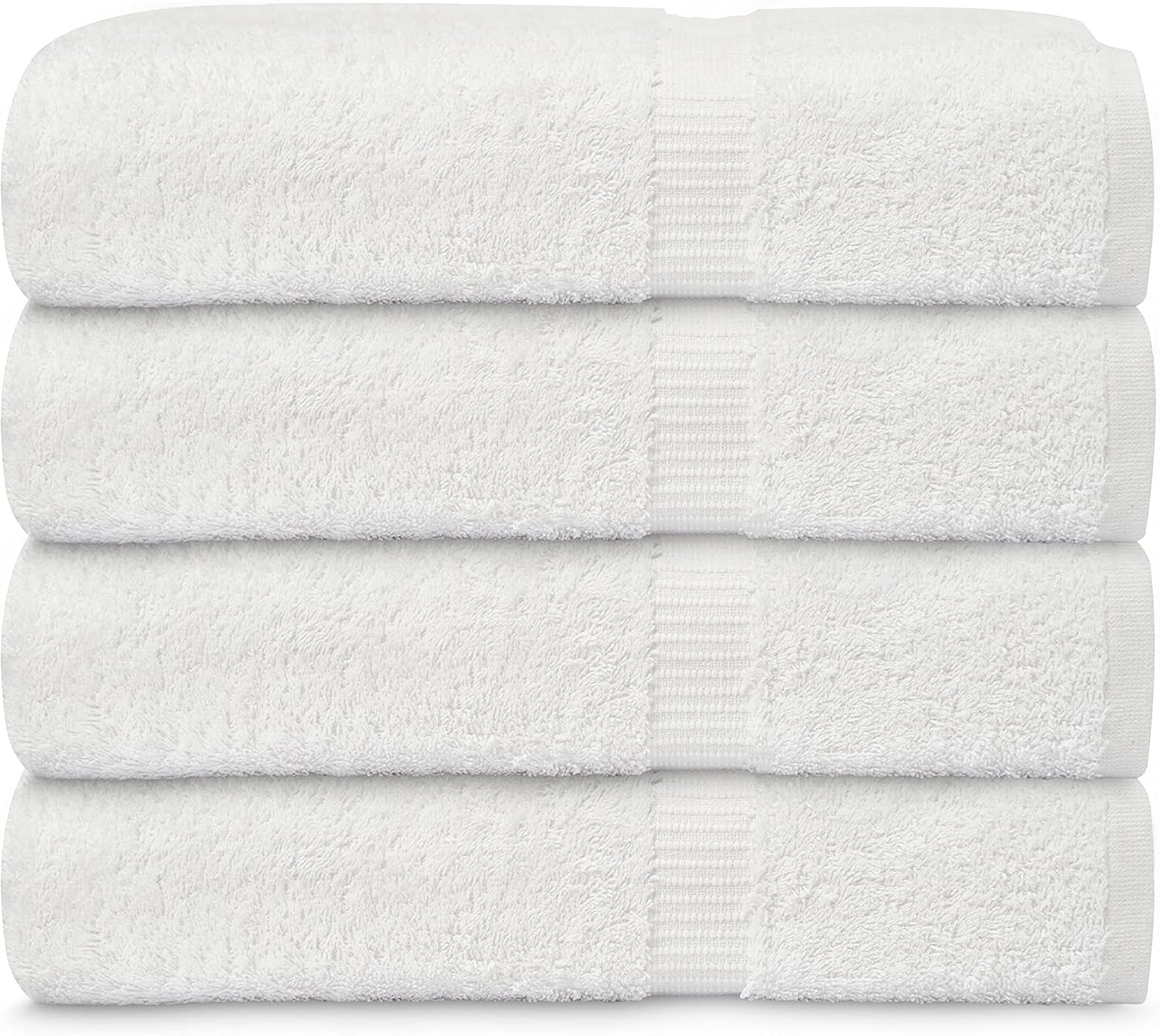 GOLD TEXTILES Premium Bath Towel Set (Pack of 24,27 x 54) 100% Ring-Spun Cotton Towels for Hotel, Spa, Soft and Absorbent (27 x 54, White - 24 Pcs)