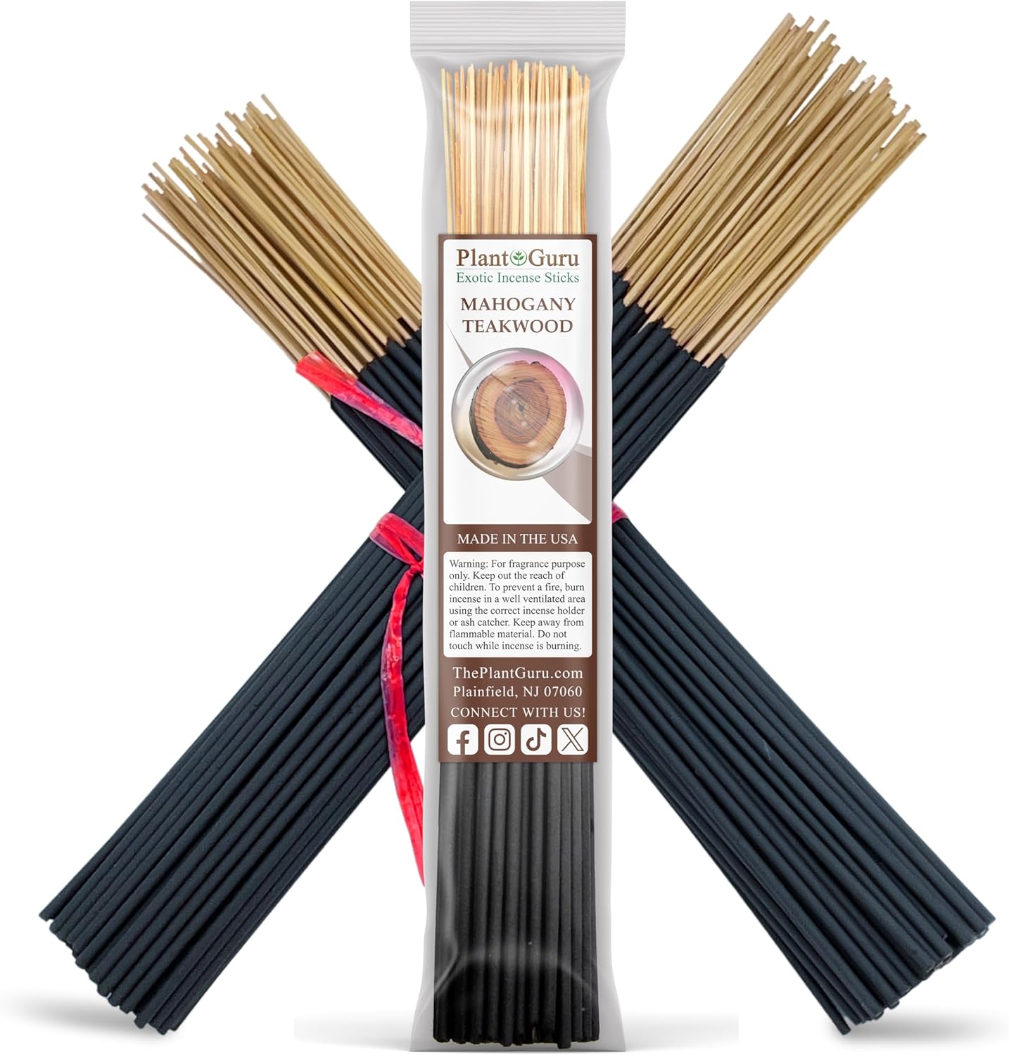 Mahogany Teakwood Incense Sticks 11" - Bulk 1 Bundle 85 to 100 Sticks - Smooth and Clean Long Burn Time, 45 to 60 Minutes.