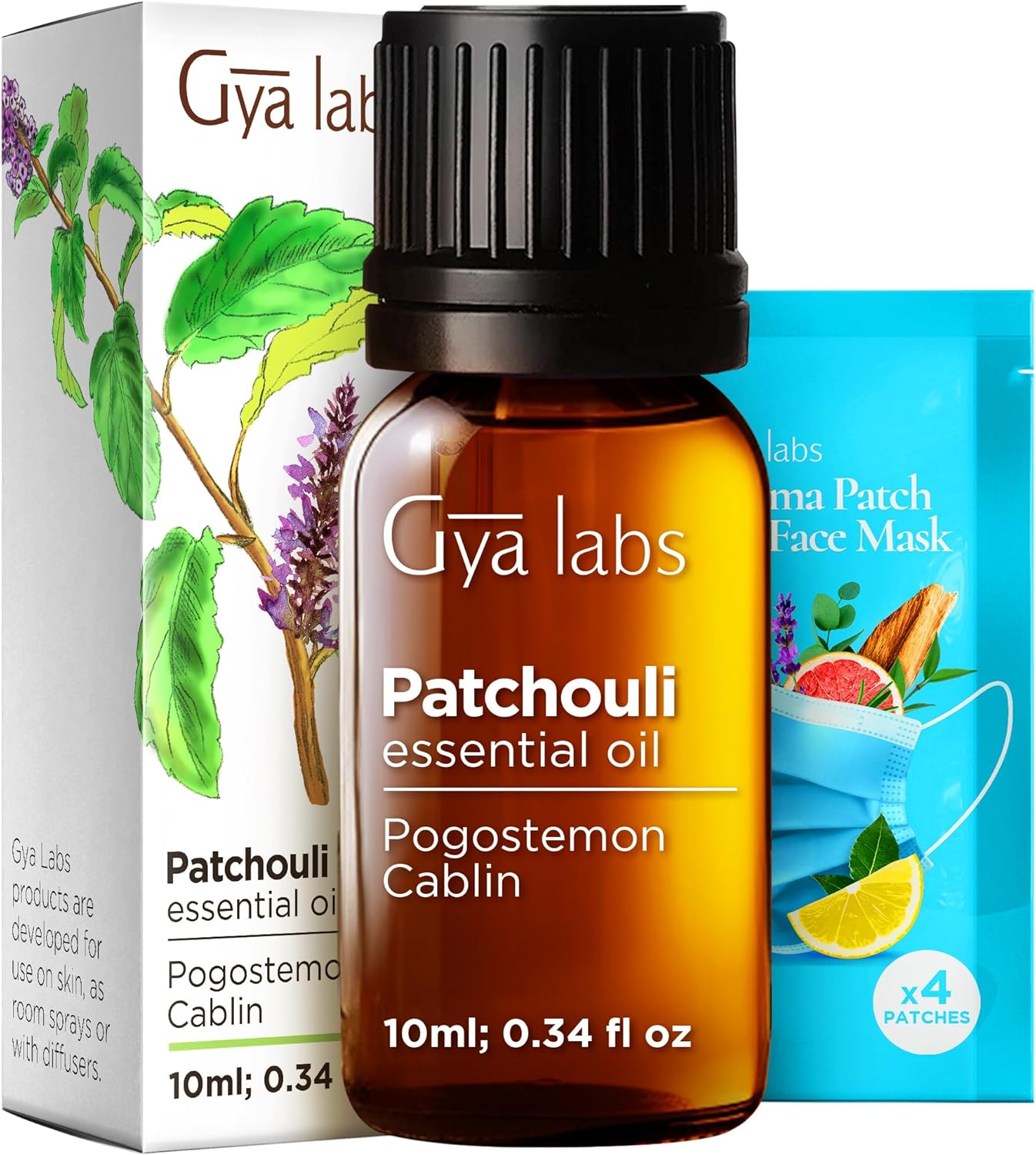 Organic Ylang Ylang Essential Oil for Diffuser & Patchouli Essential Oil for Diffuser Set - Aromatherapy Grade Essential Oils Set - 2x0.34 fl oz - Gya Labs