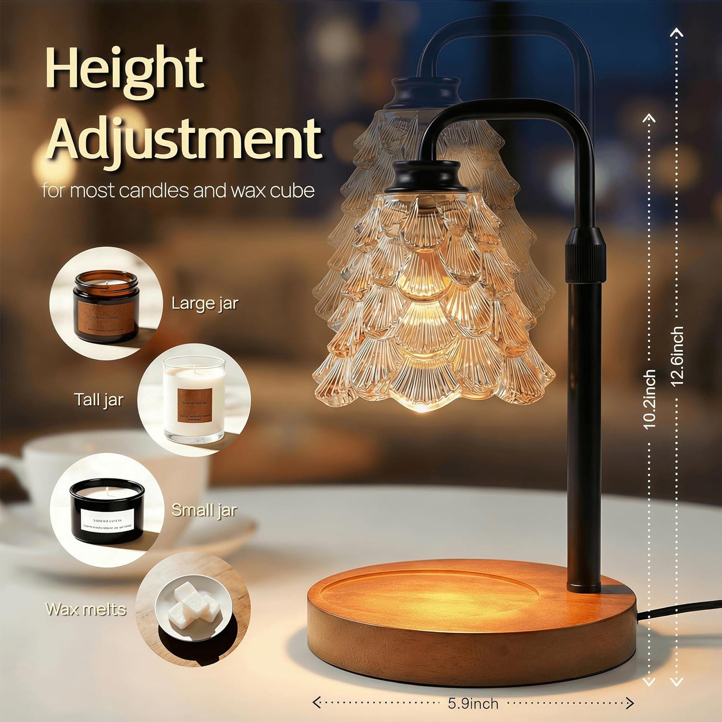 JZHOME Candle Warmer Lamp with Timer Dimmable, Height Adjustable Candle Lamp Warmer for Women Birthday Gifts, House New Home Decor