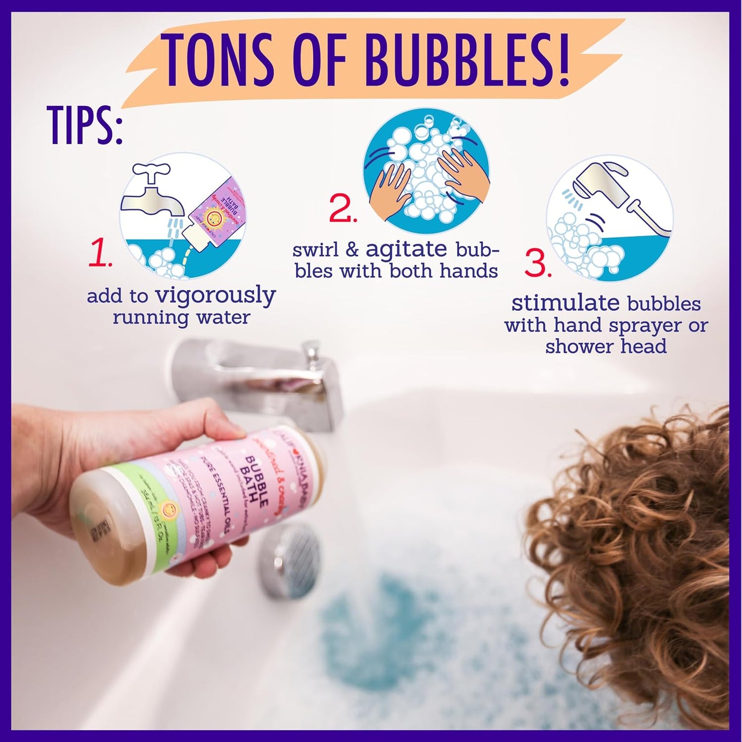 California Baby Overtired & Cranky Bubble Bath | 100% Plant-Based Kids Bubble Bath | Uplifting Scent | Baby Bubble Bath + Bubble Wand | 384 mL / 13oz