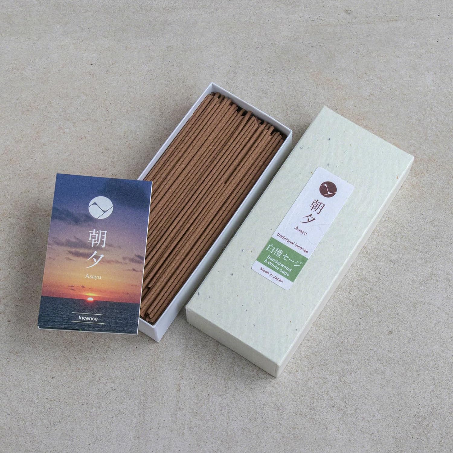 Asayu Japan Traditional Sandalwood & White Sage Incense Sticks, 40gr Smoke Type, 100% Natural Japanese Incense for Morning Relaxation, Yoga, Meditation and Mindfulness