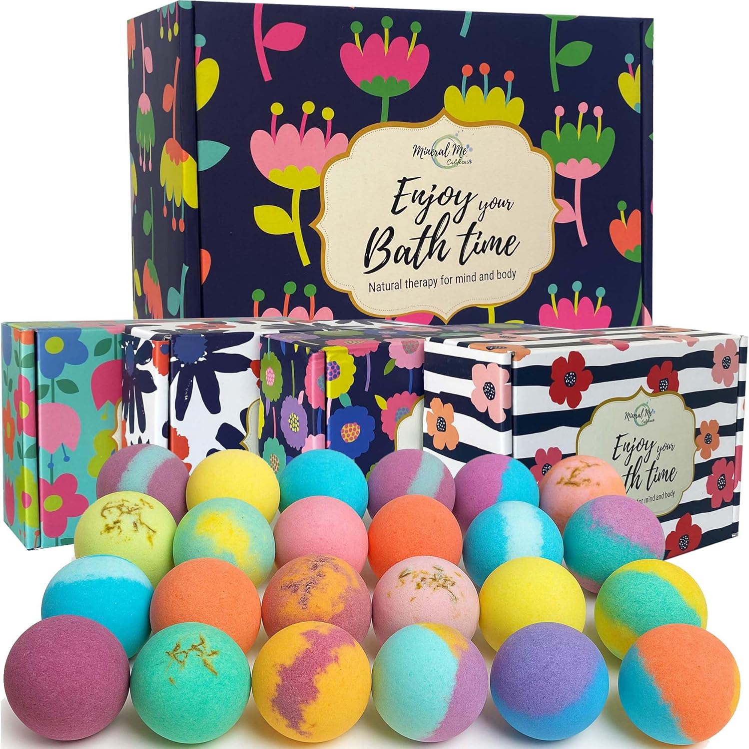Bath Bombs for Women Gift Set - 24 Natural and Organic Bath Bombs with Essential Oils & Moisturizing Shea Butter, Spa Birthday Gift, Selfcare Gifts, Women, Teen Girls, Bridesmaid Gift