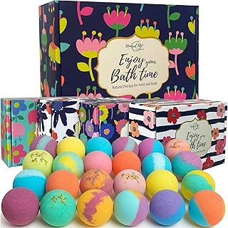 Bath Bombs for Women Gift Set - 24 Natural and Organic Bath Bombs with Essential Oils & Moisturizing Shea Butter, Spa Birthday Gift, Selfcare Gifts, Women, Teen Girls, Bridesmaid Gift