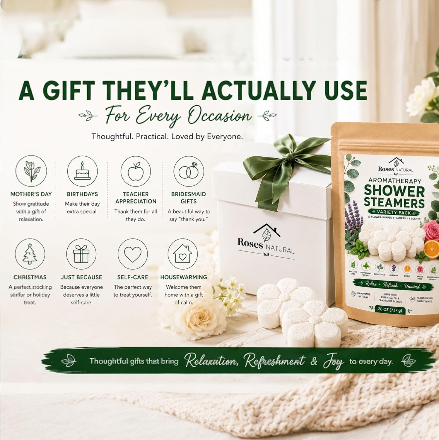 Shower Steamers Aromatherapy Variety Pack – 20 Count, 8 Scents | Gifts for Women, Self Care Spa Gift Set