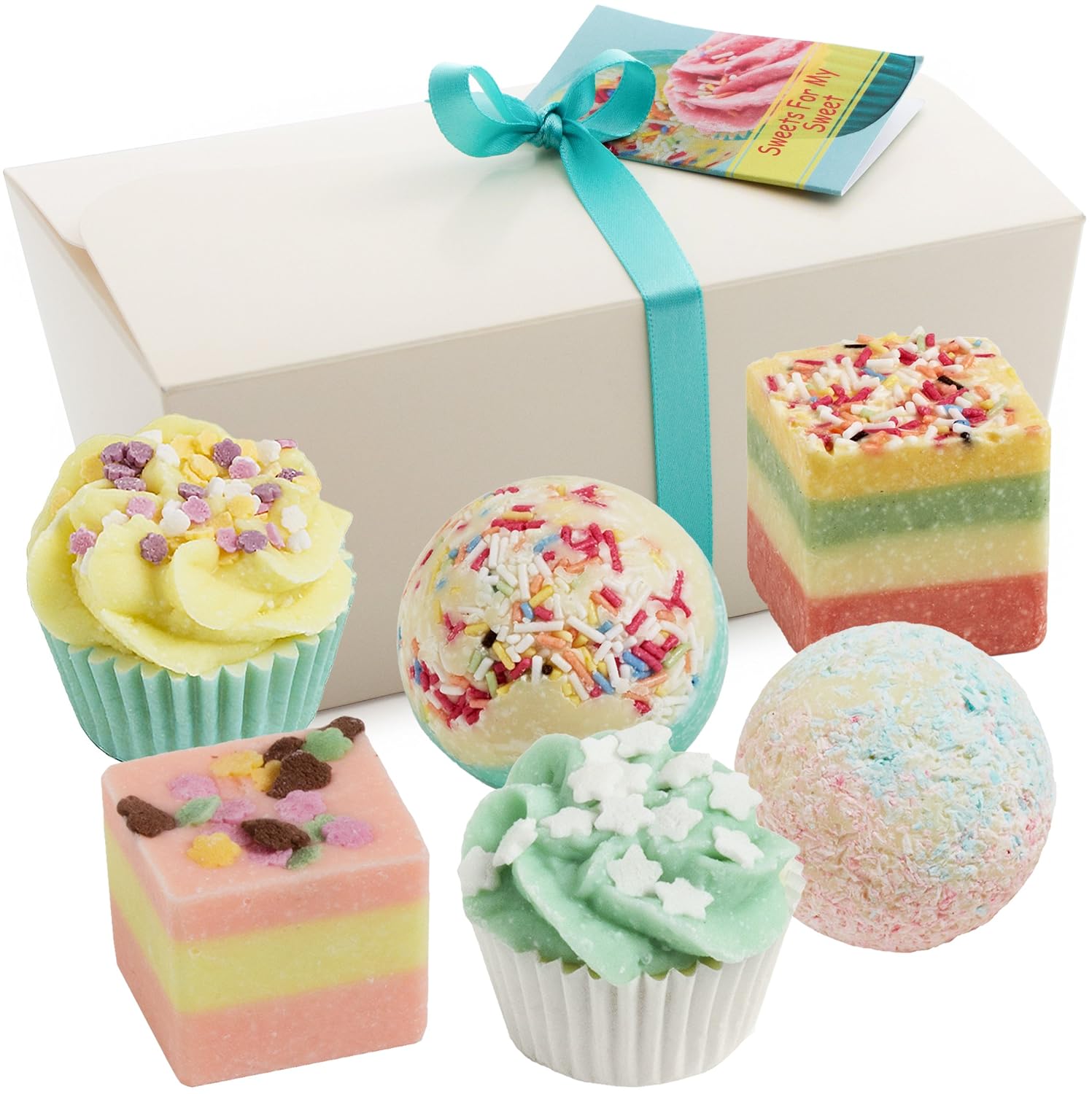 BRUBAKER Cosmetics 6 Handmade "Sweets For My Sweet" Spa Bath Bombs Bath Melts Bath Truffles Gift Set - All Natural Vegan, Organic Shea Butter, Cocoa Butter and Olive Oil Moisturize Dry Skin