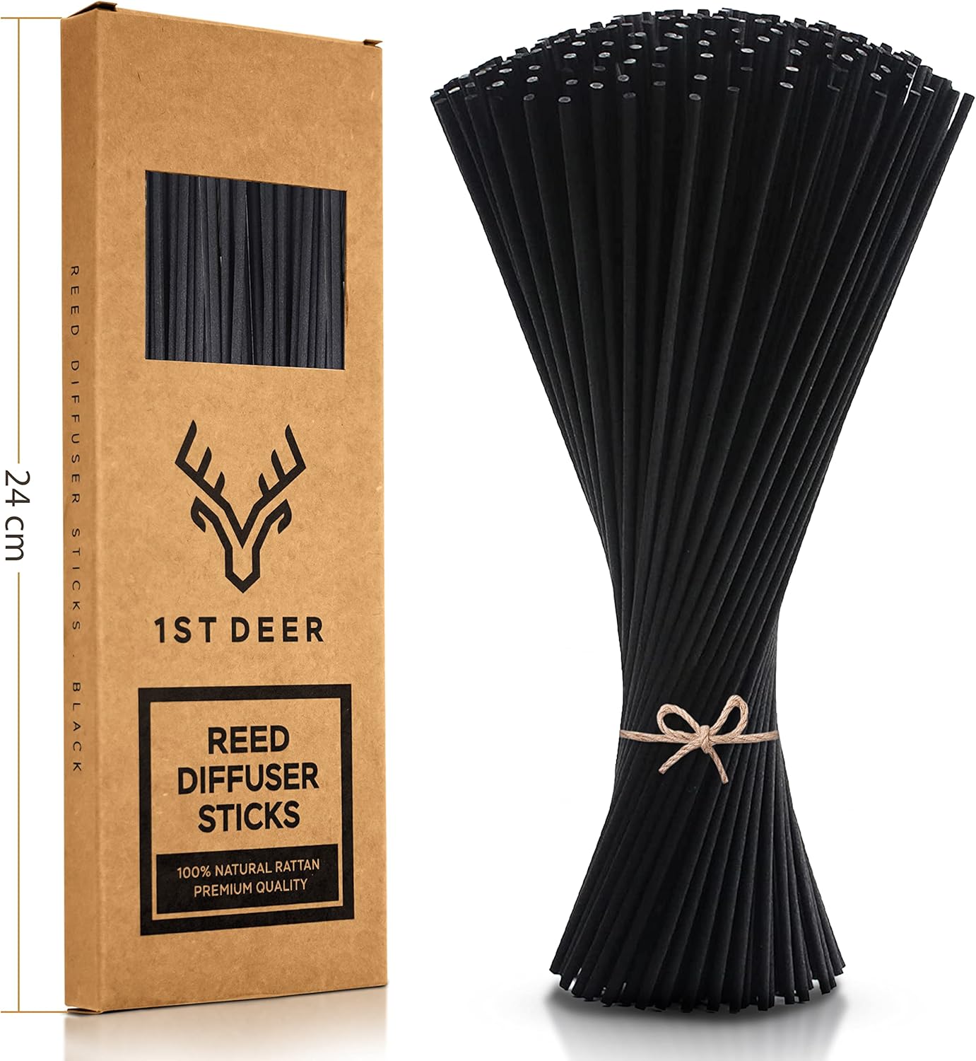 Reed Diffuser Sticks – 100 pcs of Black Rattan Essential Oil Aroma Refill Wood Sticks for Spa, Fragrance, Aromatherapy (24 cm x 3 mm)