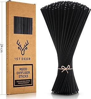 Reed Diffuser Sticks – 100 pcs of Black Rattan Essential Oil Aroma Refill Wood Sticks for Spa, Fragrance, Aromatherapy (24 cm x 3 mm)