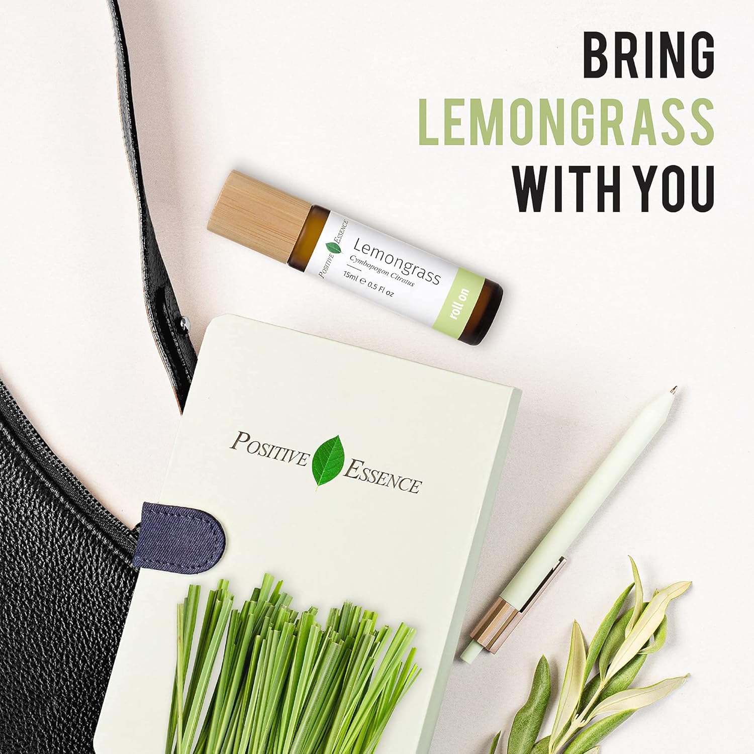 Organic Lemongrass Essential Oil Roll On, Pure Lemongrass Essential Oil Pre-Diluted with Jojoba Oil for Skin Application, Leak-Proof Metal Rollerball, Travel Safe Roll-on (15 mL)