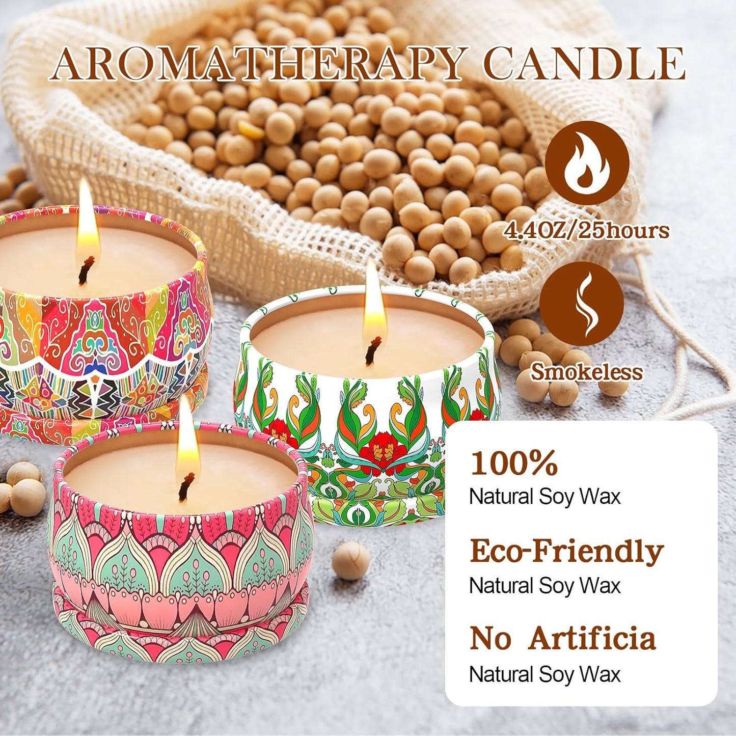 Scented Candles Gift Set, 3 Pack Candles for Home Scented, Long Lasting Soy Wax Aromatherapy Candle Set, Gifts for Women with Gift Box, Baby Shower Prizes (Rose.Vanilla.Orange)