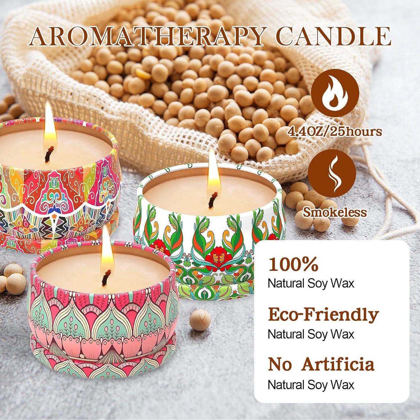 Scented Candles Gift Set,3 Pack Candles for Home Scented, Long Lasting Soy Wax Aromatherapy Candle Set, Gifts for Women with Gift Box(Rose.Vanilla.Orange)