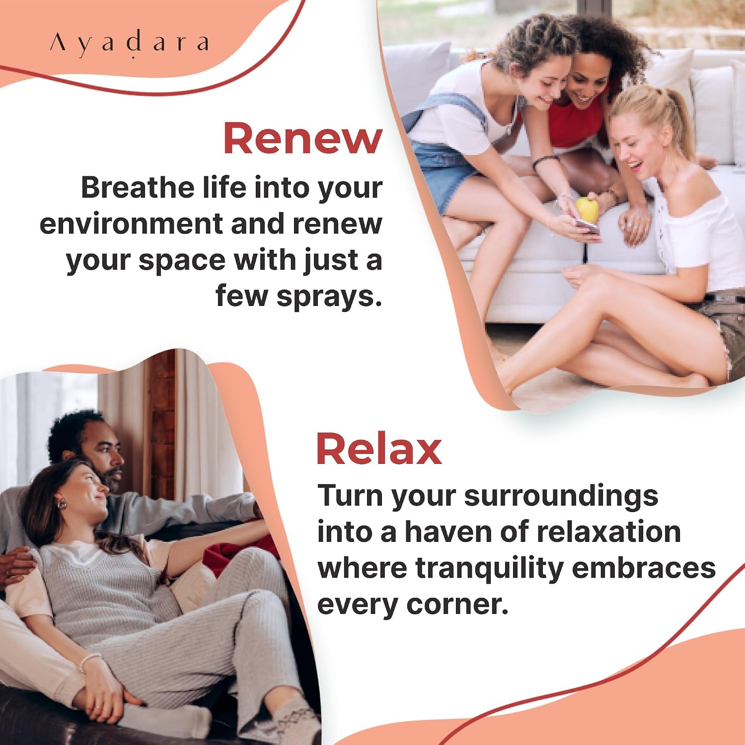 Ayadara Natural Room Spray, 4 oz, Aromatherapy for Room, Fragrance Spray and Home/Linen Deodorizer Mist, All Natural Spray Air Freshener with Lemongrass and Peppermint Oil, 1000 Sprays