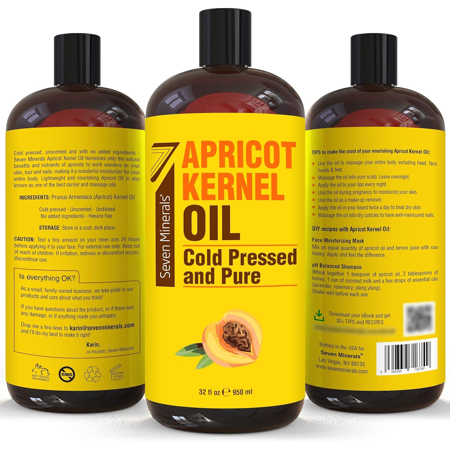 Seven Minerals Pure Fractionated Coconut Oil & Pure Apricot Kernel Oil