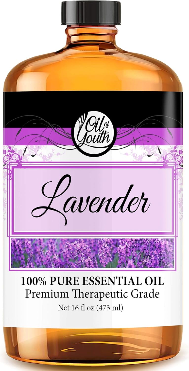 Oil of Youth Lavender Essential Oil Pure for Diffuser, Aromatherapy, Calming & Relaxation (16oz Bulk)