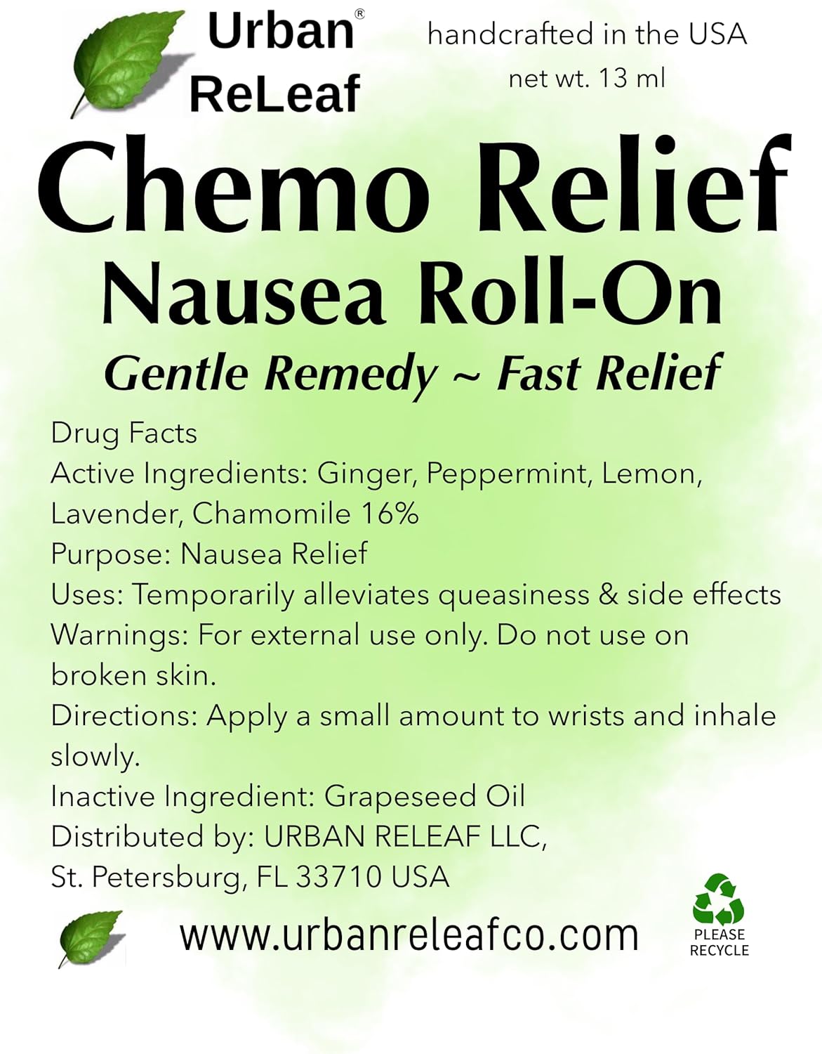 Urban ReLeaf Chemo Relief Nausea Roll-On ! Gentle Remedy, Fast Relief, Soothing Aromatherapy for Upset Stomach & Side Effects. Natural Essential Oils!