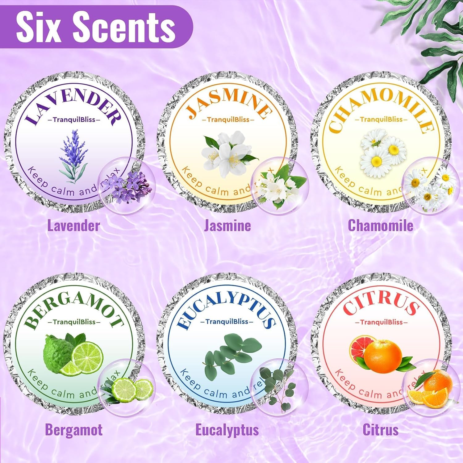 TranquilBliss Shower Steamers, 6 Pack Shower Tablets with Natural Fragrance, Self Care & Relaxation, Mother's Day, Individually Packaged, Valentine's Day Shower Steamers for Women