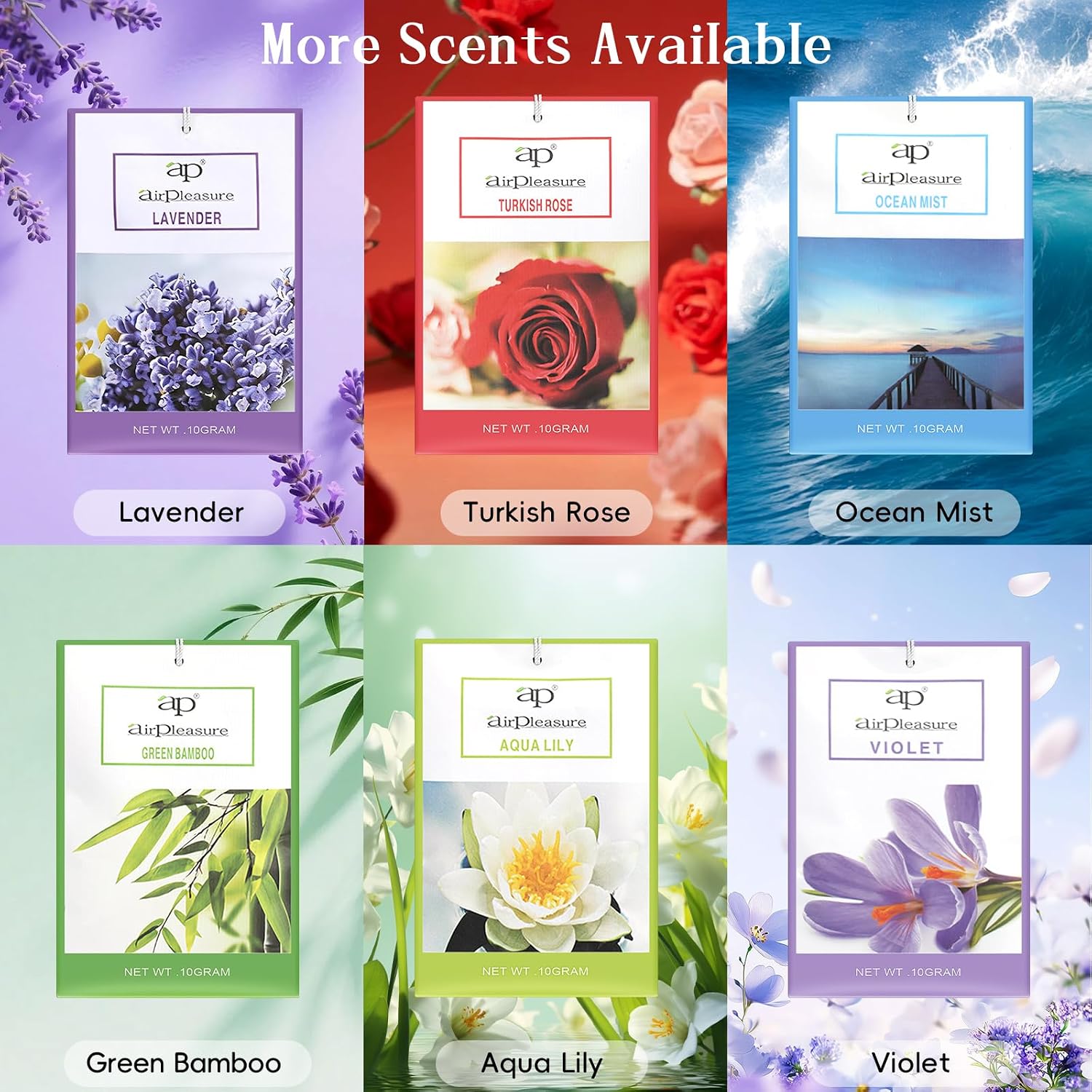 Violet Scented Sachets Bag 6 Pack for Drawers & Closets, Long-Lasting Sachets Bags Wardrobe Freshener, Drawer Deodorizer Fresh Scents Home Fragrance Air Freshener Bags for Home Room