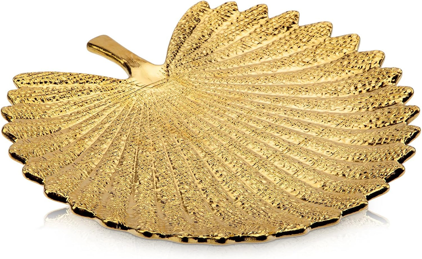 Gold Leaf Decorative Serving Tray for Table Centerpiece – 12" Ceramic Leaf-Shaped Trinket Dish, Candle Tray, Vanity Organizer, Coffee Table Decor, Modern Glam Home Decor, Gifts for Women