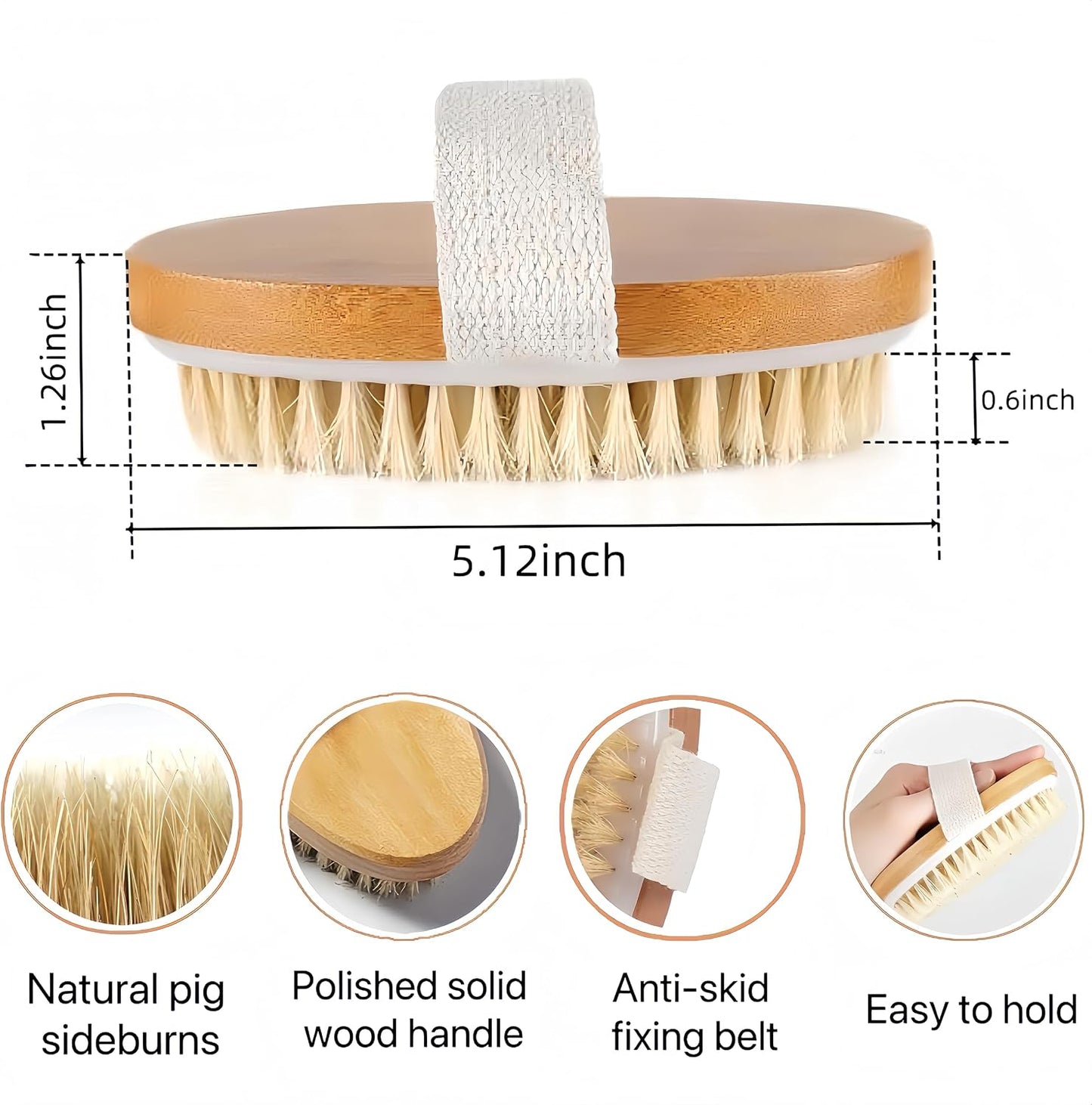 Dry Brush,Natural Bristle Exfoliating Scrubber,Dry Brushing Body Brush for Lymphatic Drainage,Cellulite Decrease,Dry Skin,Blood Circulation Boost and Pore Cleansing