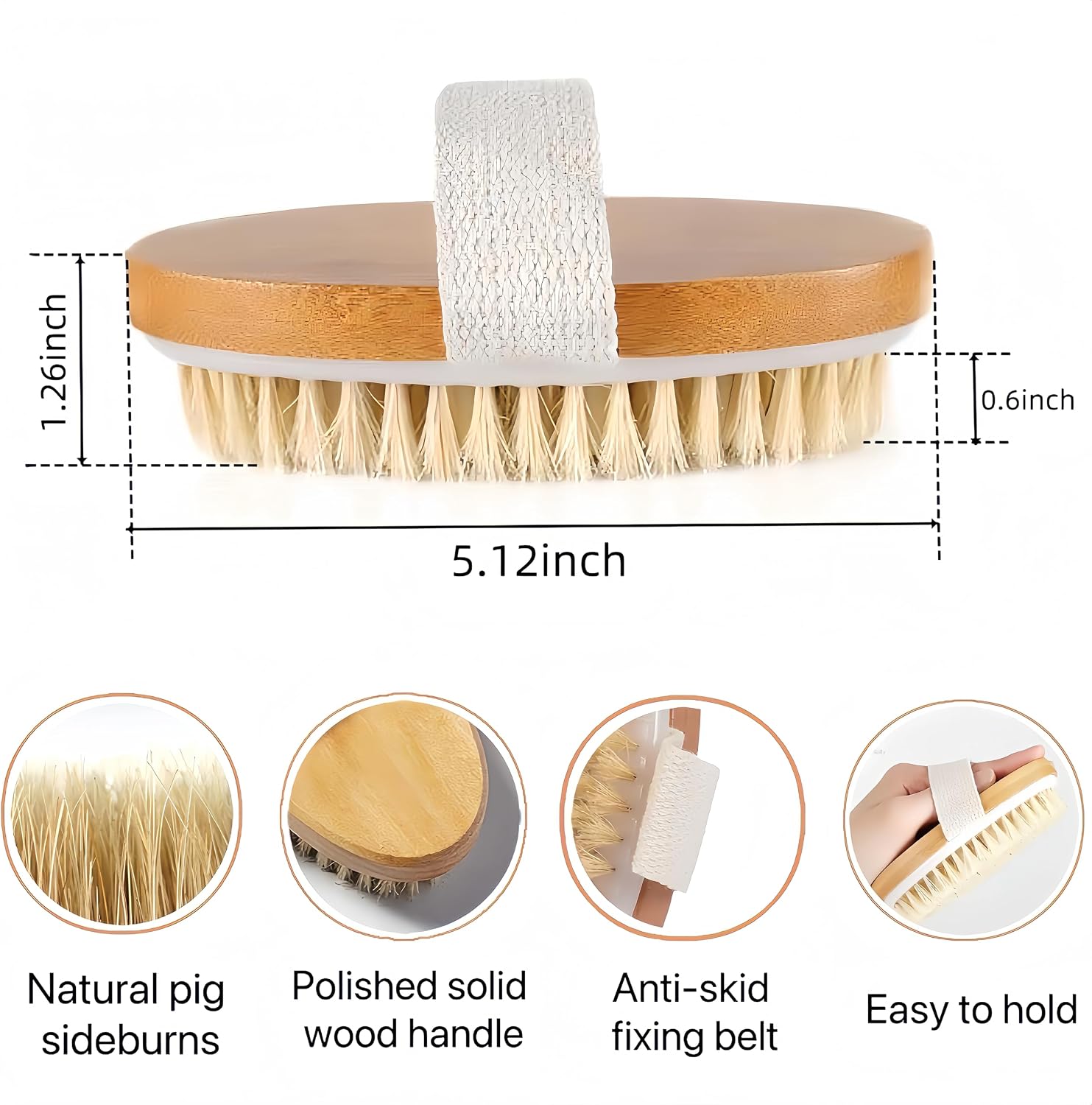 Dry Brush,Natural Bristle Exfoliating Scrubber,Dry Brushing Body Brush for Lymphatic Drainage,Cellulite Decrease,Dry Skin,Blood Circulation Boost and Pore Cleansing