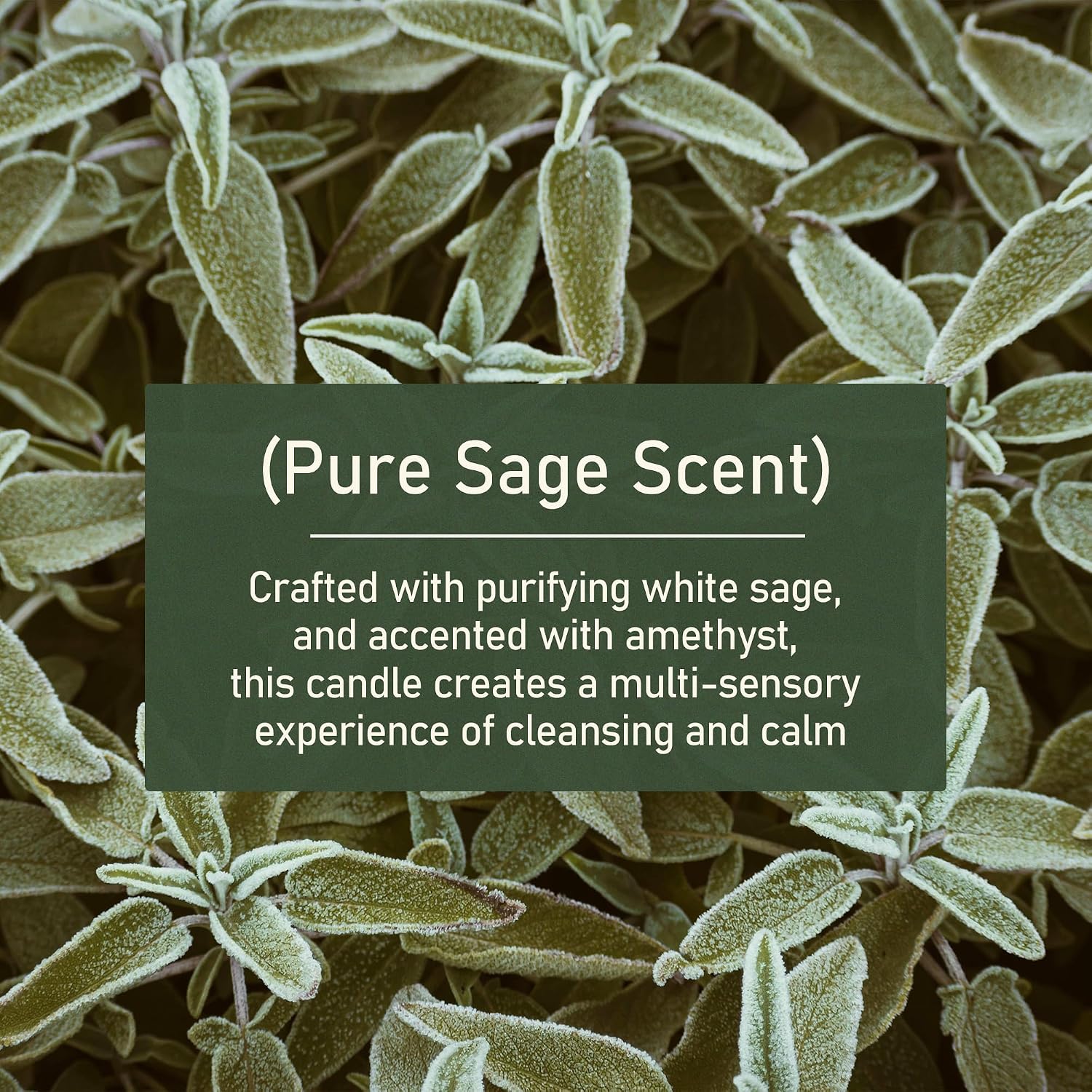 Sage Candle for Cleansing - 3 Wick 24 oz 2PC Soy Candle with Crystal and White Sage Crumbles, Organic Sage Candles Cleansing House Negative Energy