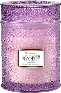 Lavender Scented Candle, 19oz Large Soy Wax Aromatherapy Candle, Lavender Sea Salt Luxury Glass Jar Candle for Home Decor, Relaxation Gifts for Women