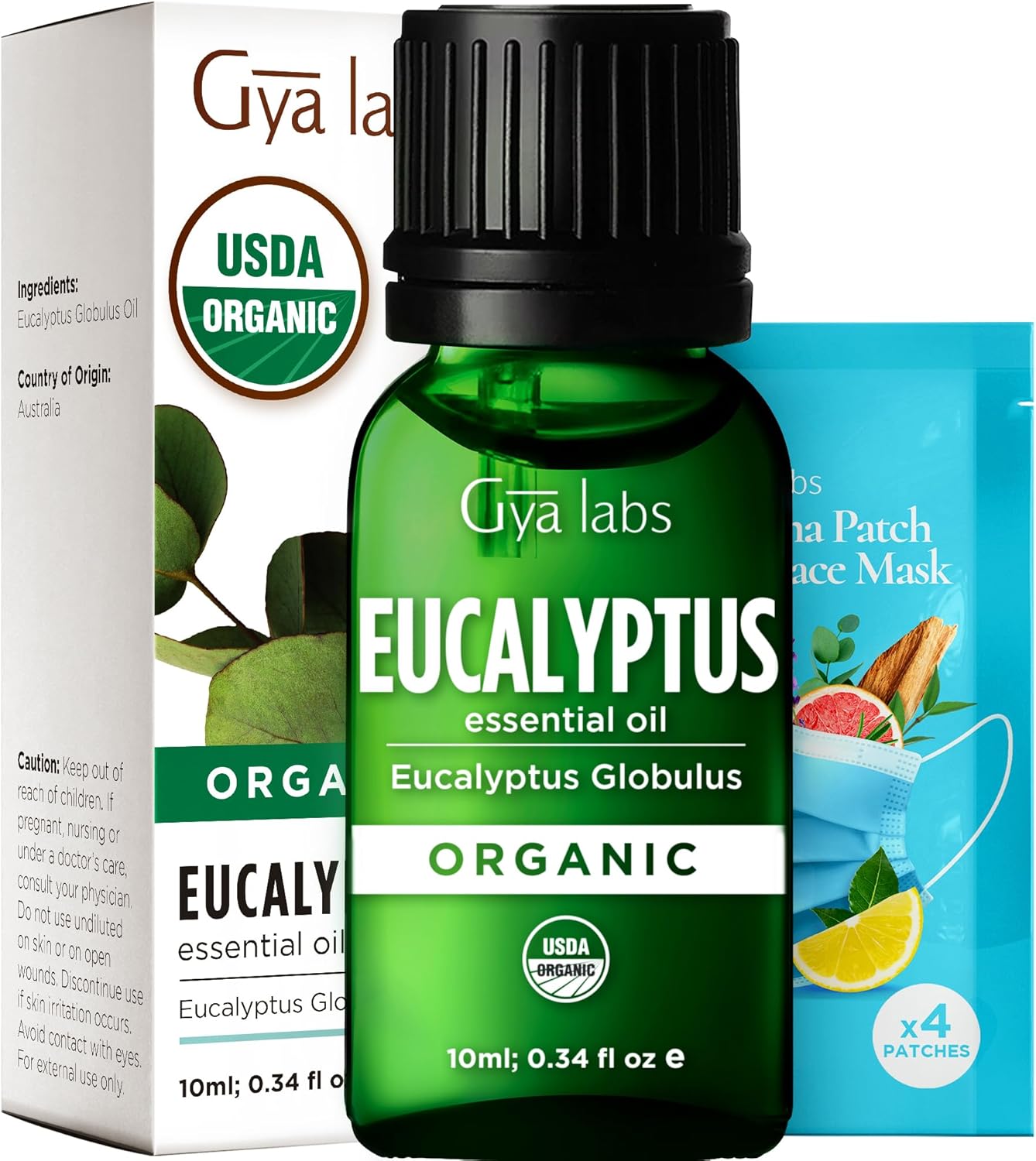 Gya Labs USDA Organic Eucalyptus Essential Oil for Diffuser & Seasonal Comfort - for Skin, Massages, Hair & Scalp Care, Aromatherapy, DIY Candle Making Scents - 0.34 Fl Oz