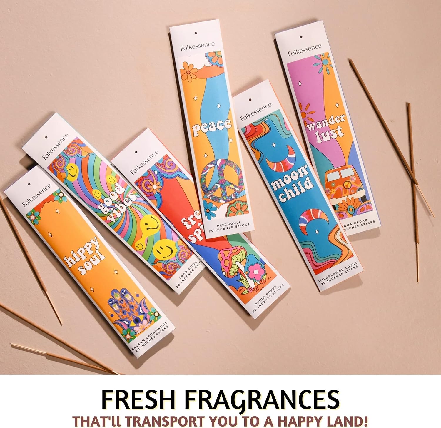 Folkulture Incense Sticks (120 Sticks) | Set of 6 Premium Best Smelling Incense for Negative Energy Cleansing Home | No Charcoal, Organic, Non Toxic, 45 Mins BurnTime Balsam Cedarwood Insence-Sticks