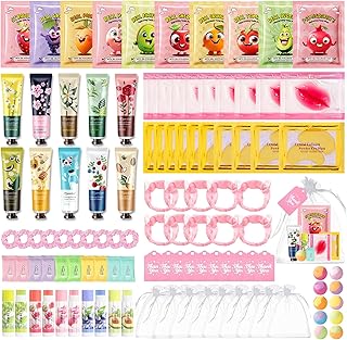 110PCS Spa Party Supplies for Girls, Spa Party Favors Include Lip Mask, Foot Bath Bombs, Face Masks, Skin Care For Teens 10-12, Sleepover Party Supplies for Girls, Spa Birthday Bulk Gifts for Women