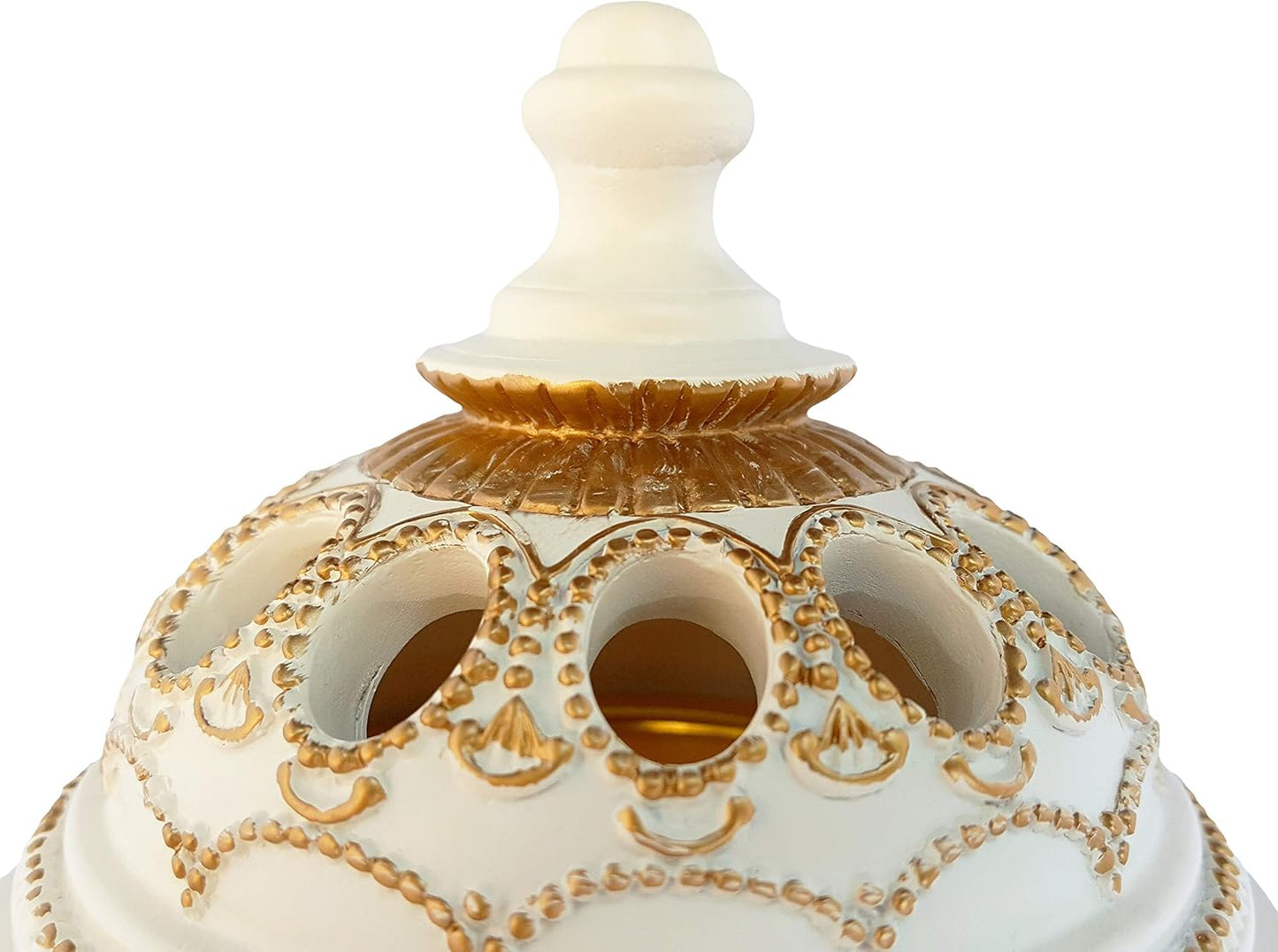 AM Charcoal Incense Burner - Bakhoor Burner, Oud Frankincense Resin Burner for Office & Home Decor - Lavish 4 Pillar (White)