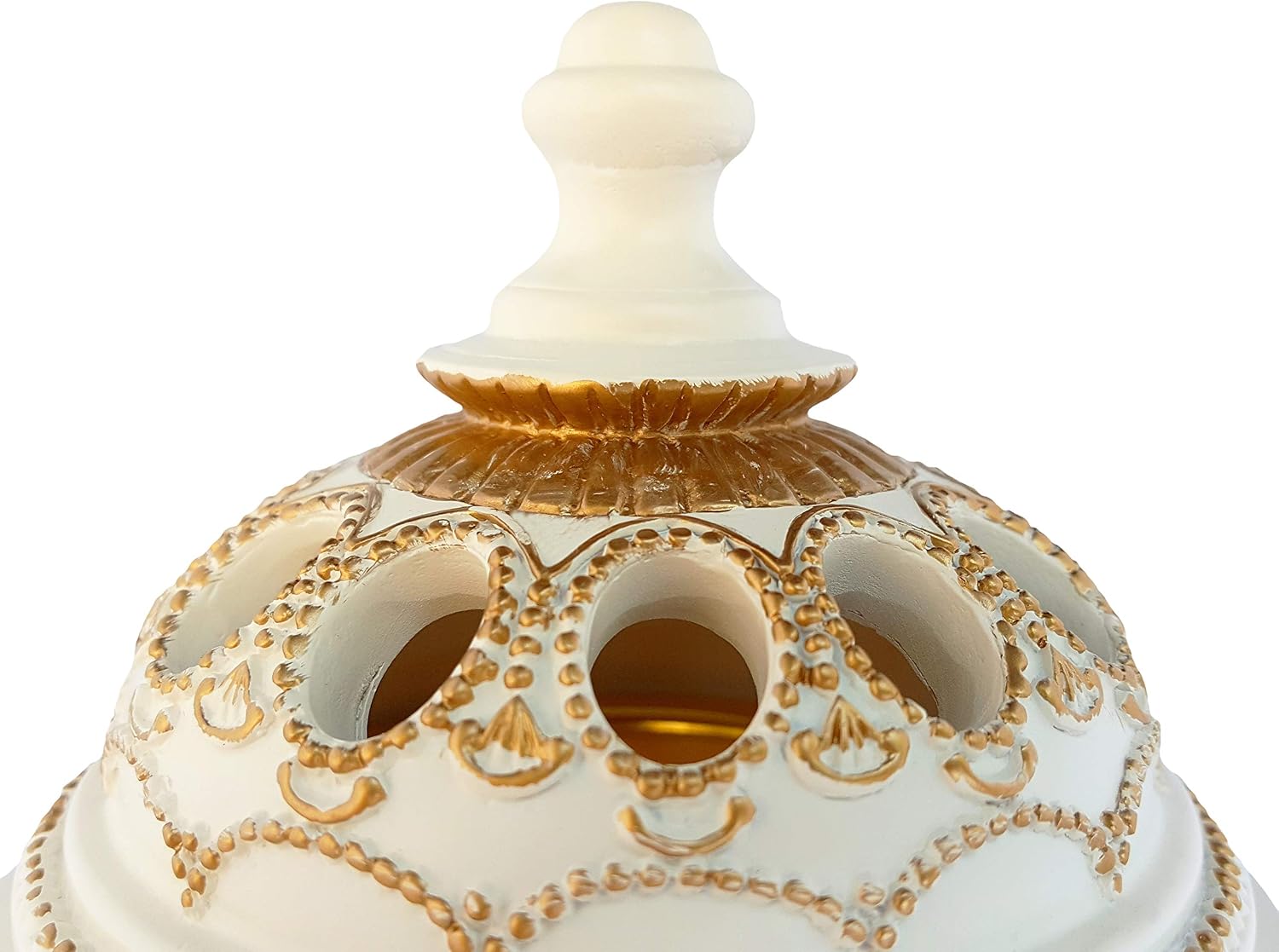 AM Charcoal Incense Burner - Bakhoor Burner, Oud Frankincense Resin Burner for Office & Home Decor - Lavish 4 Pillar (White)