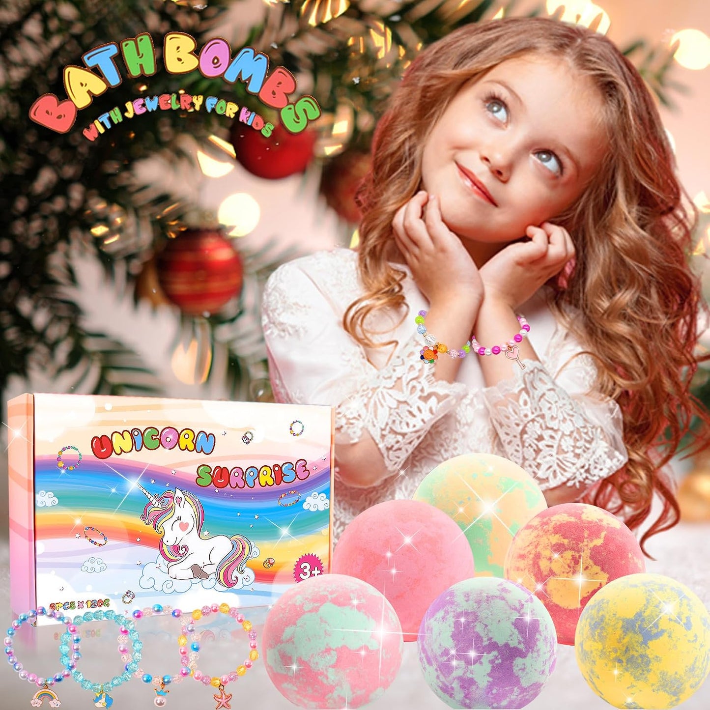 Unicorn Bath Bombs for Kids with Surprise Inside 3 4 5 6 7 8+ Year Old Girl Birthday Gifts for Kids Girls, Kids Bath Bombs with Toys Inside Birthday Gifts Unicorn Gifts for Kids Girls