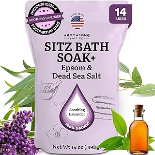 Aromasong Sitz Bath Postpartum Soak - Made in the USA with Dead Sea Salt & Epsom Salts - Soothing and Calming Ingredients Including Lavender, Chamomile Flower, and Eucalyptus Oil