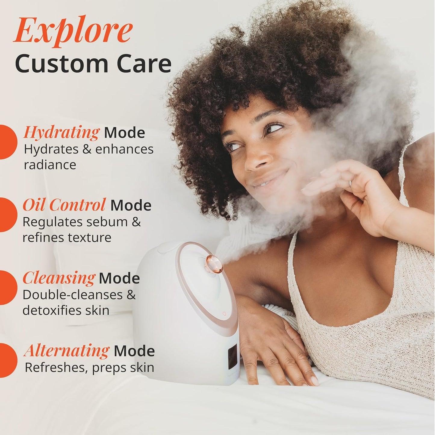 Vanity Planet Senia Hot and Cold Facial Steamer - Face Steamer for Facial Deep Cleaning, Aromatherapy, Detoxifying and Moisturizing - Steamer for Face with 6-Mode Smart Steam Technology
