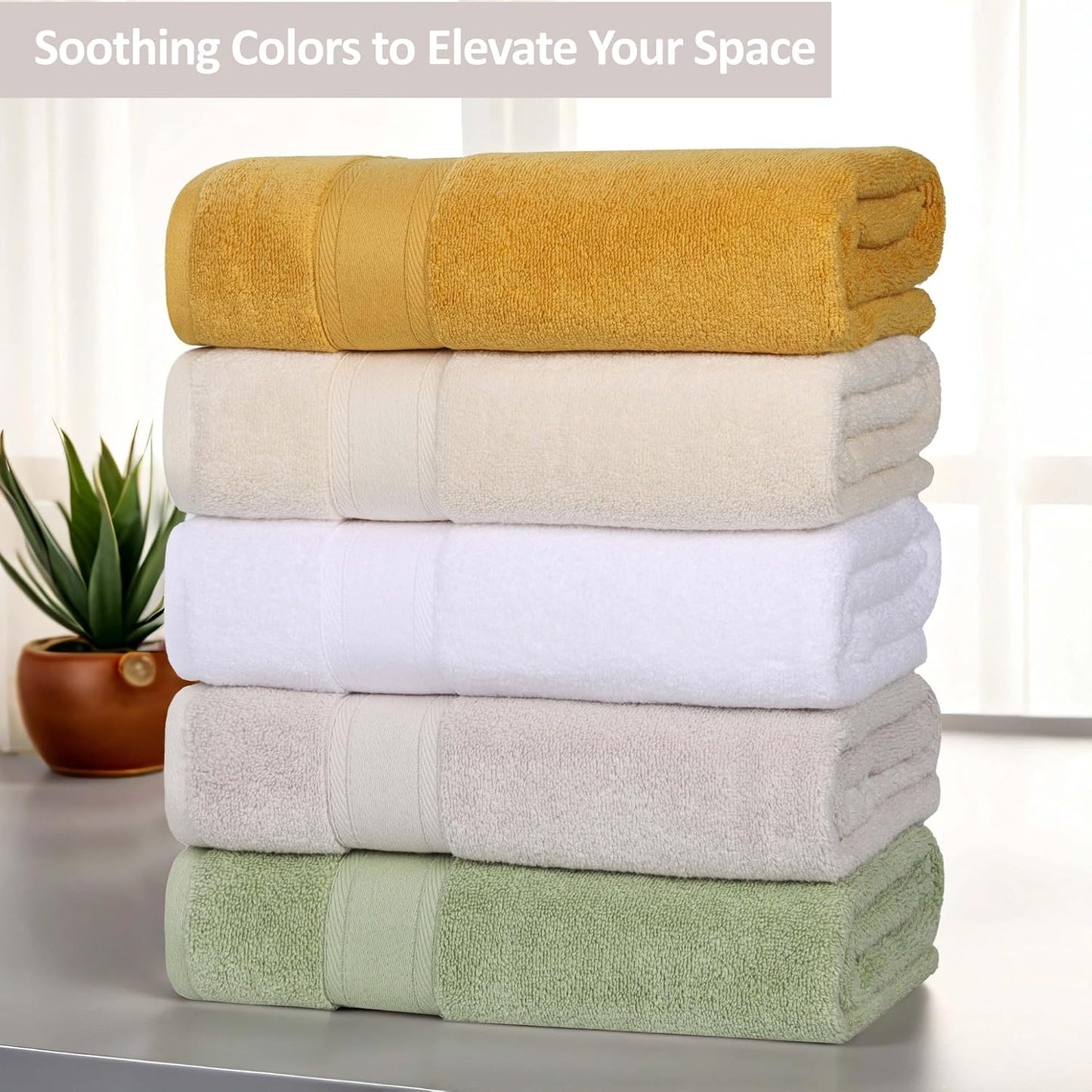 Superior Belmont Zero Twist Cotton Medium Weight Towels, for Guest Bath, Bathroom, Shower, Spa, Plush, Quick Dry, Ultra-Soft Towels, Bath Essentials, Thick Border, 8 Piece Assorted Towel Set, Silver