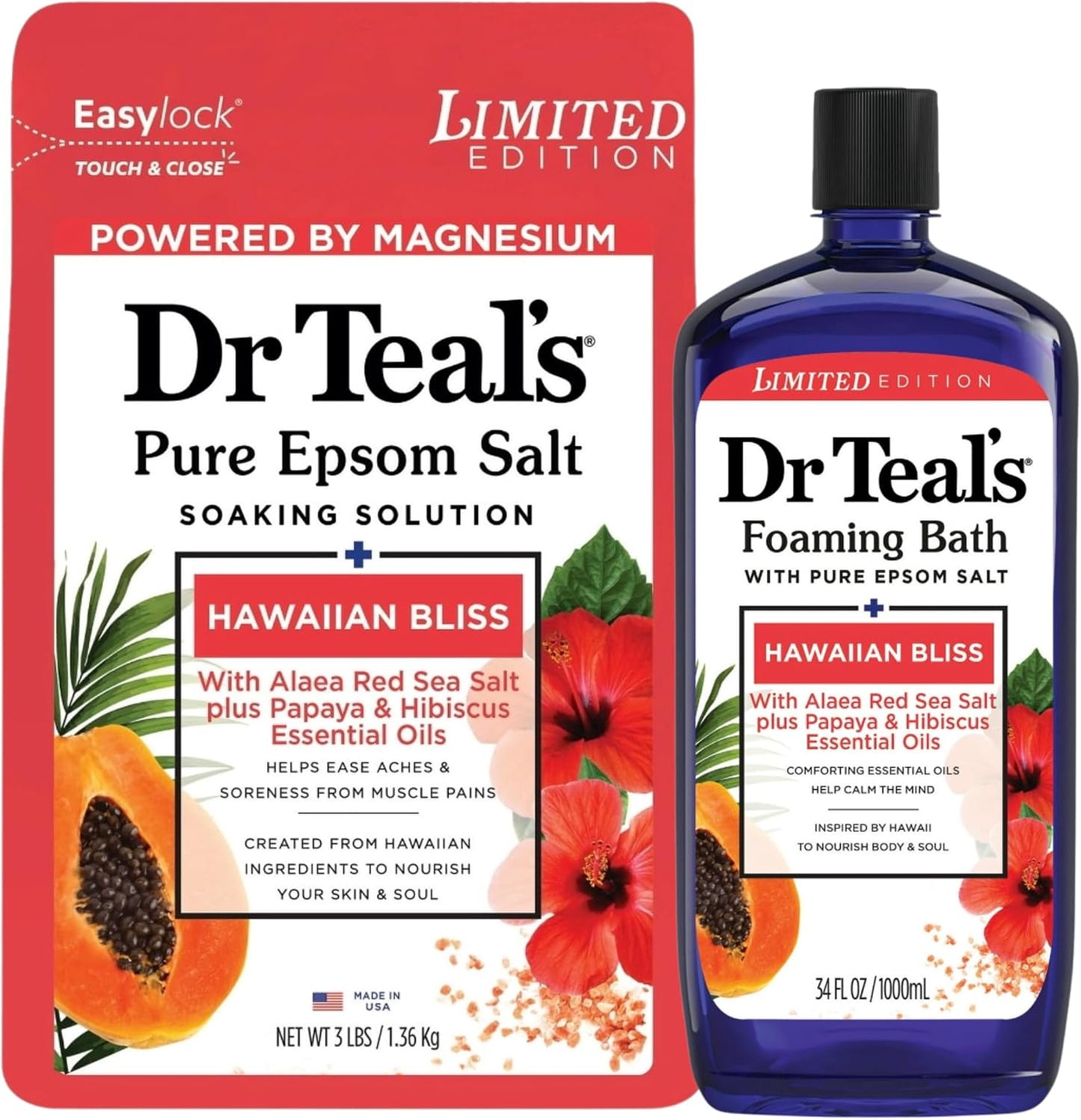 Dr Teal's Hawaiian Bliss Pure Epsom Salt Soak and Foaming Bath (Hawaiian Bliss)