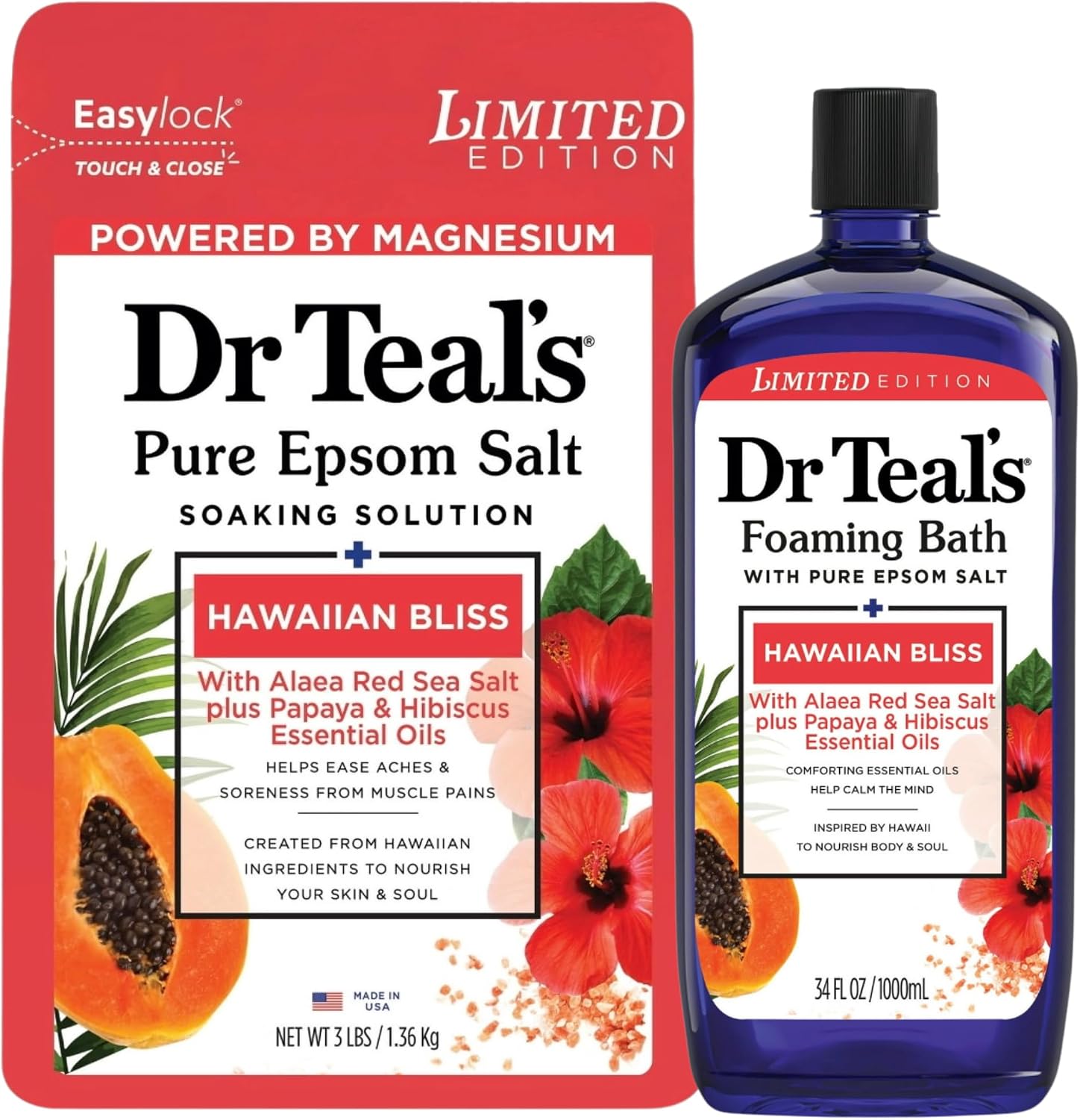 Dr Teal's Hawaiian Bliss Pure Epsom Salt Soak and Foaming Bath (Hawaiian Bliss)