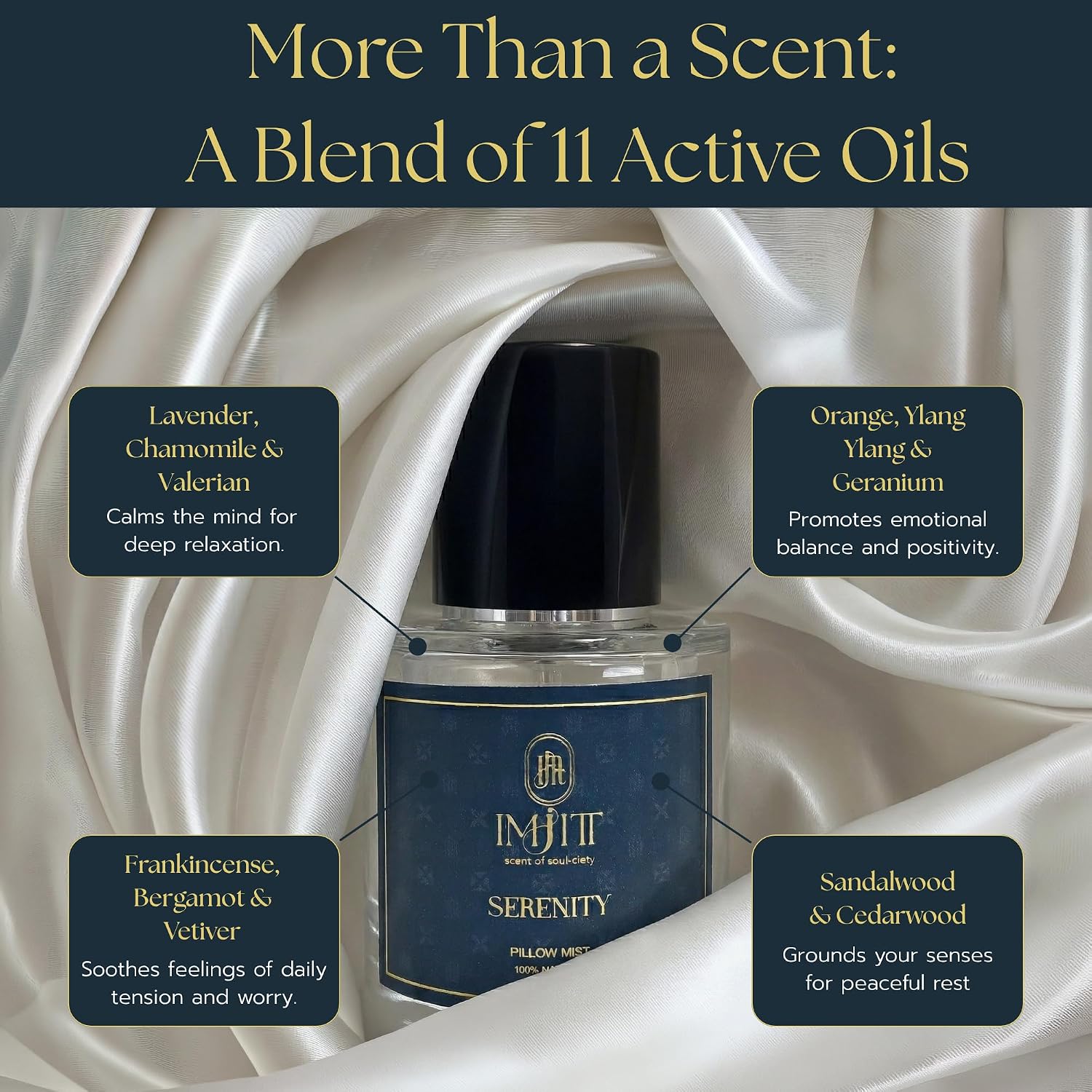 Pillow Mist Spray, Serenity 100% Natural Pillow Mist Sleep Spray with 11 Active Oils, Calming Lavender & Chamomile Essential Oil Blend for Bedtime Relaxation, Aromatherapy (30ml)